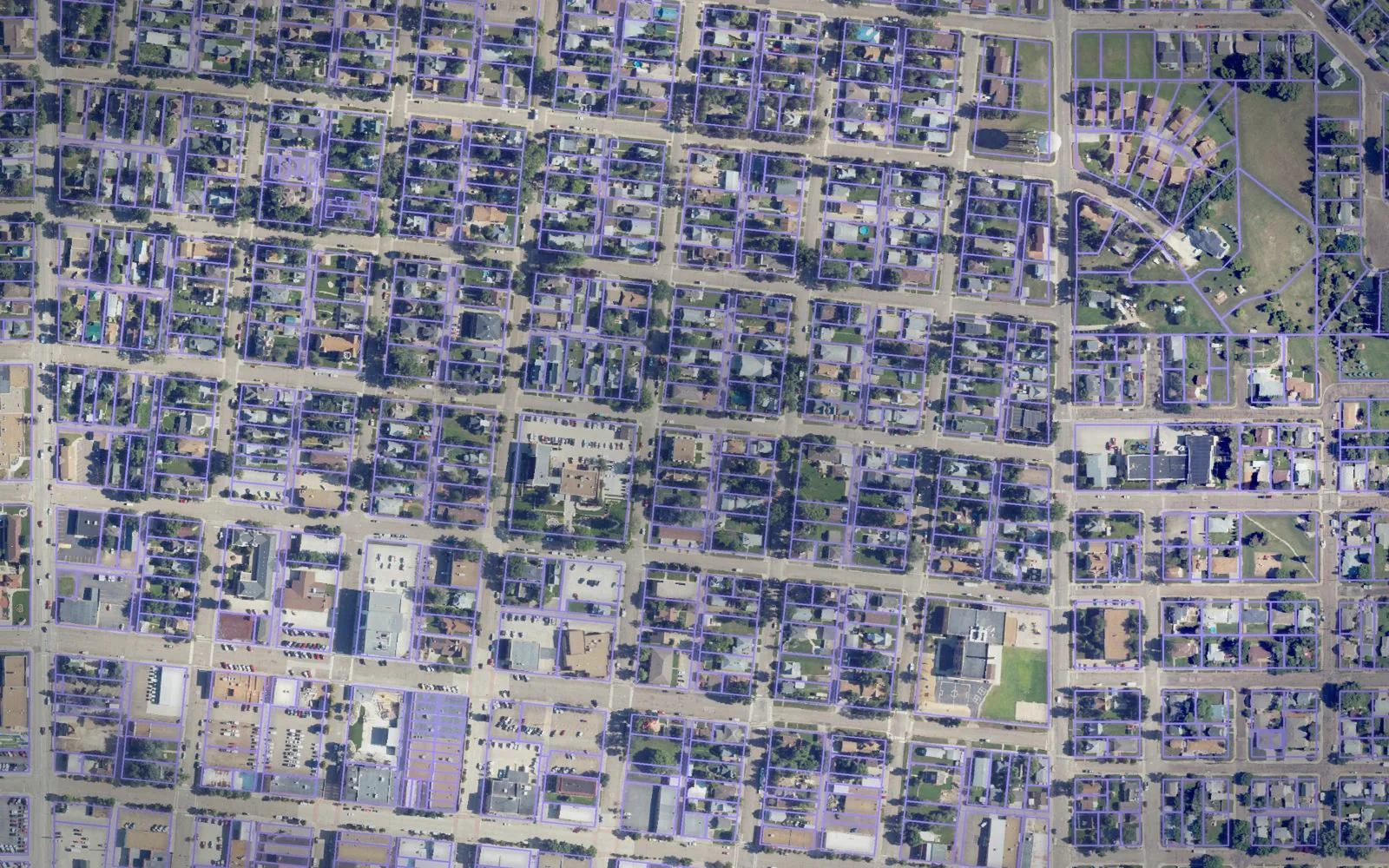 Parcel boundaries over aerial imagery of Stark County, North Dakota