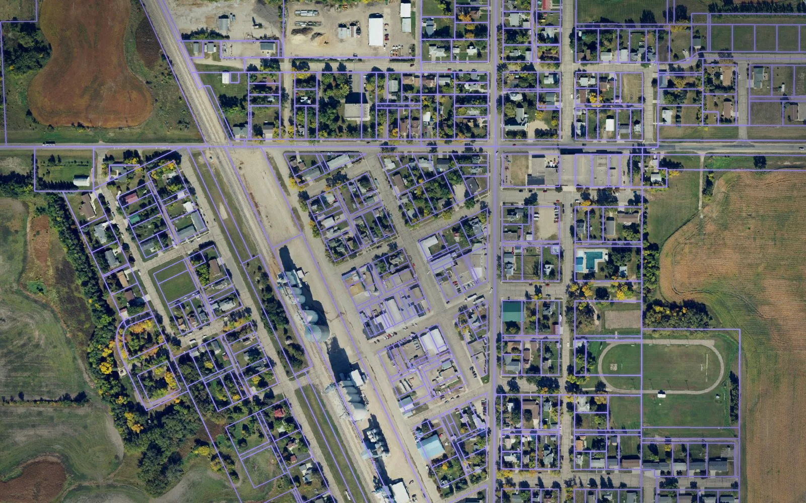 Parcel boundaries over aerial imagery of Steele County, North Dakota