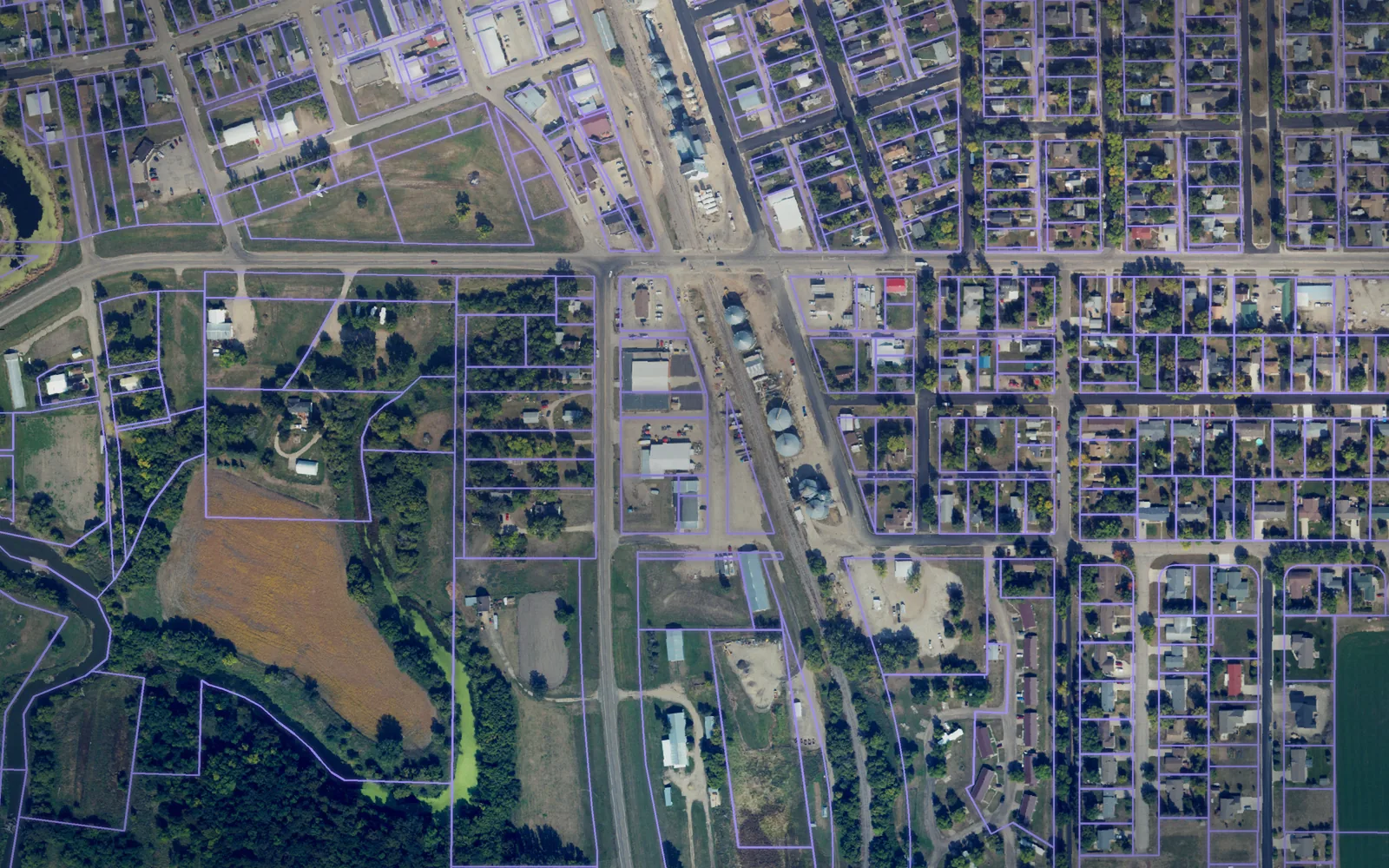 Parcel boundaries over aerial imagery of Traill County, North Dakota