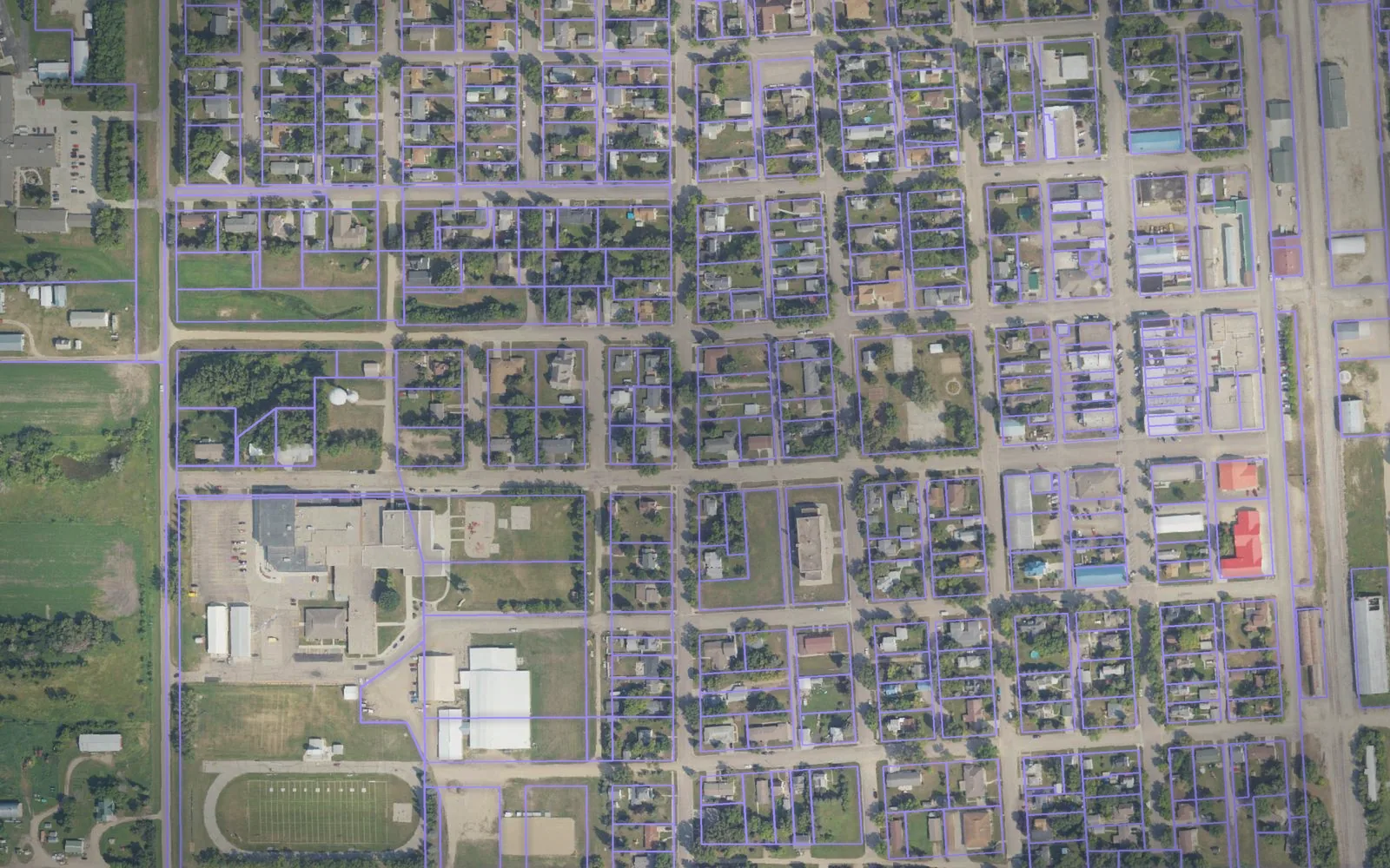 Parcel boundaries over aerial imagery of Walsh County, North Dakota