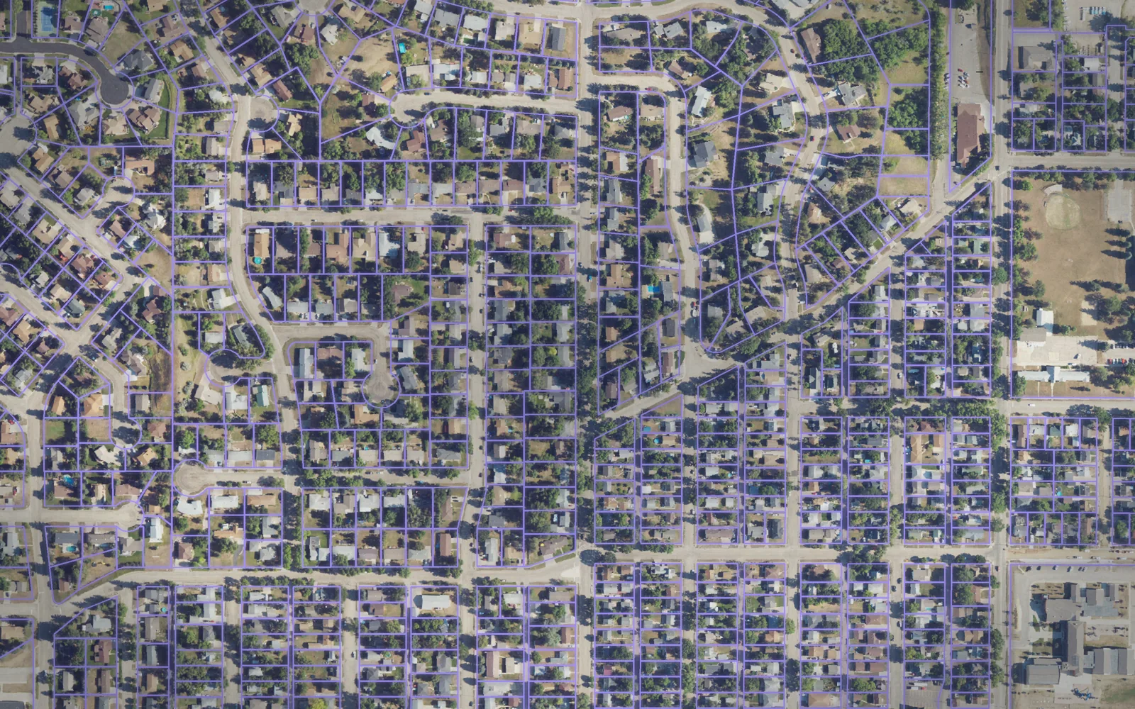 Parcel boundaries over aerial imagery of Ward County, North Dakota