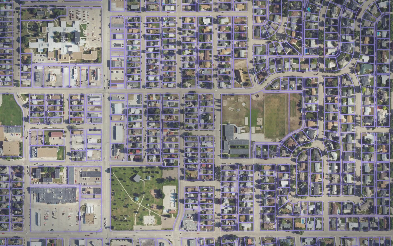 Parcel boundaries over aerial imagery of Williams County, North Dakota