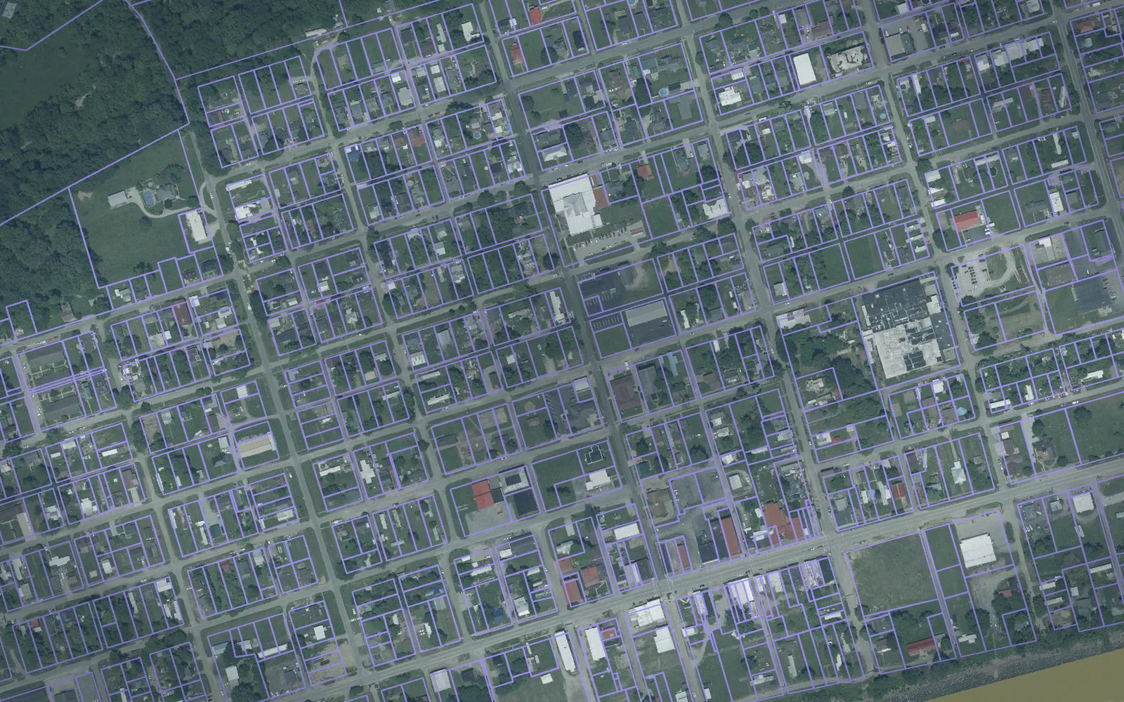 Parcel boundaries over aerial imagery of Adams County, Ohio