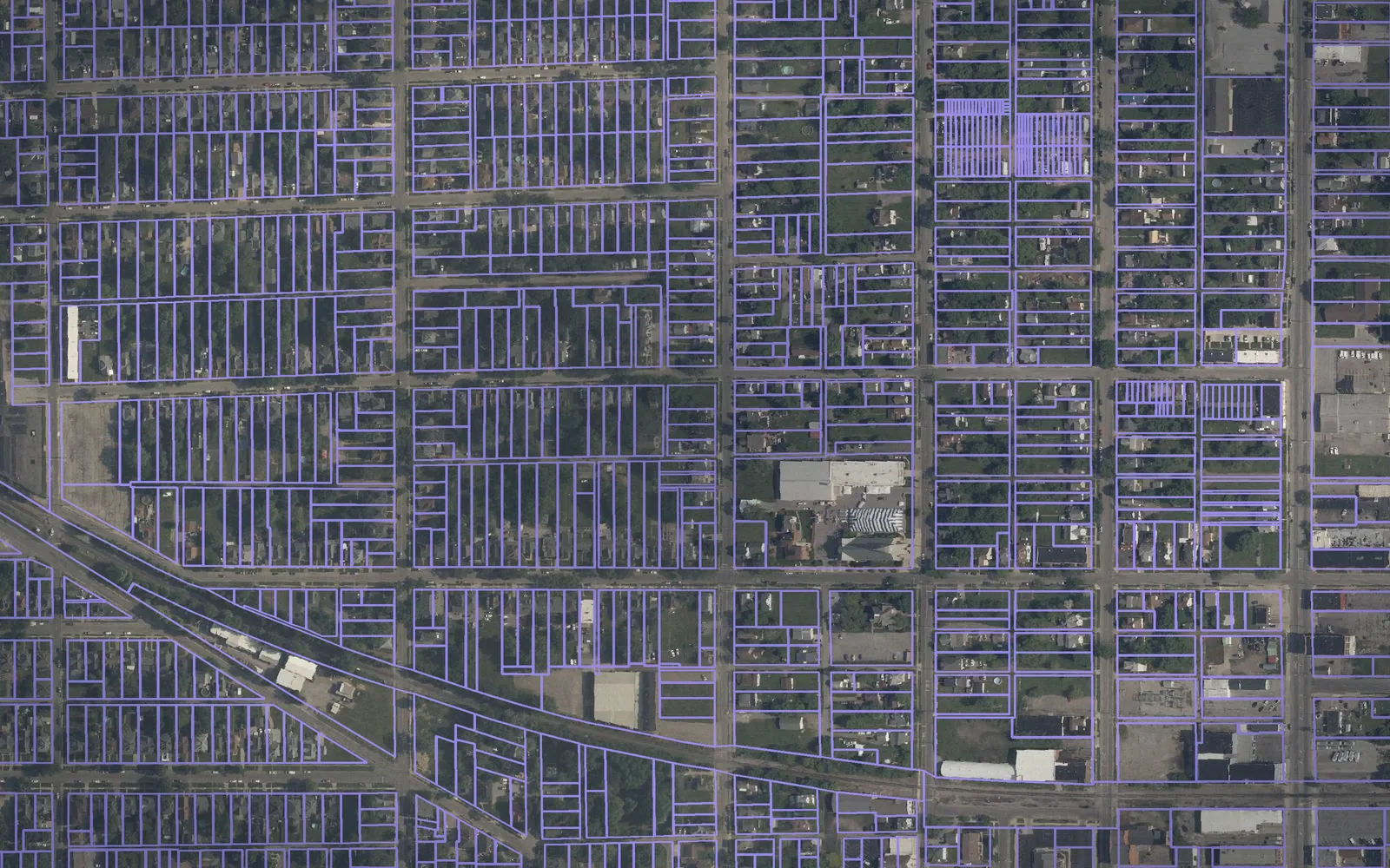 Parcel boundaries over aerial imagery of Allen County, Ohio