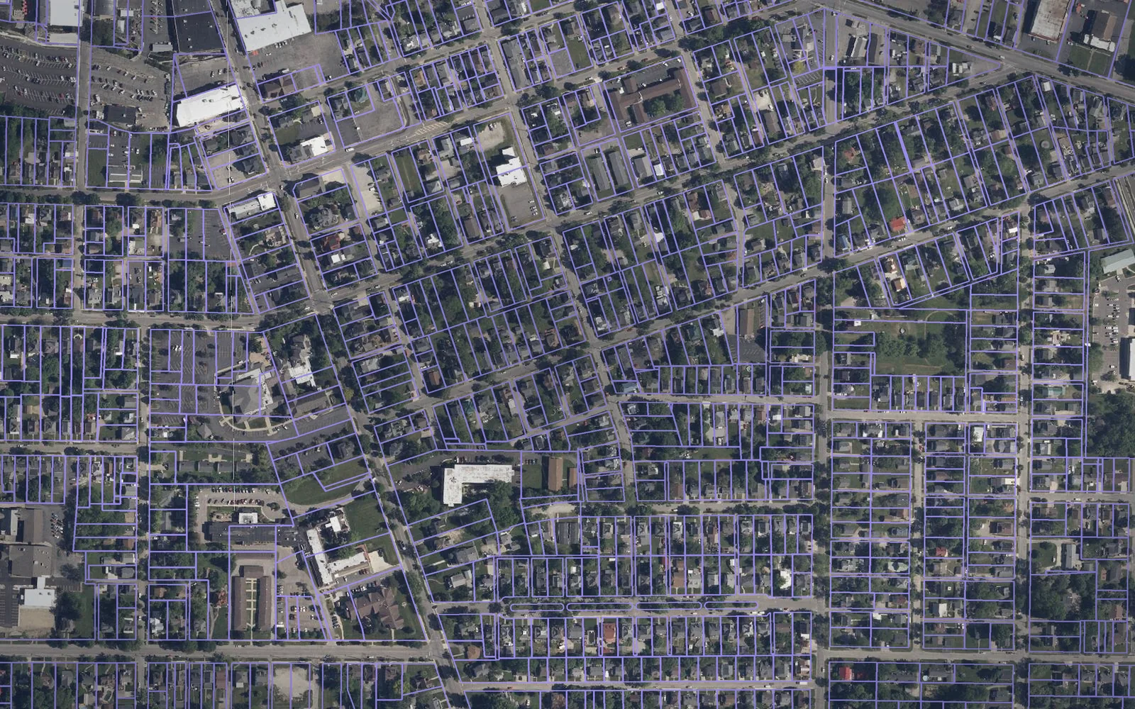 Parcel boundaries over aerial imagery of Ashland County, Ohio