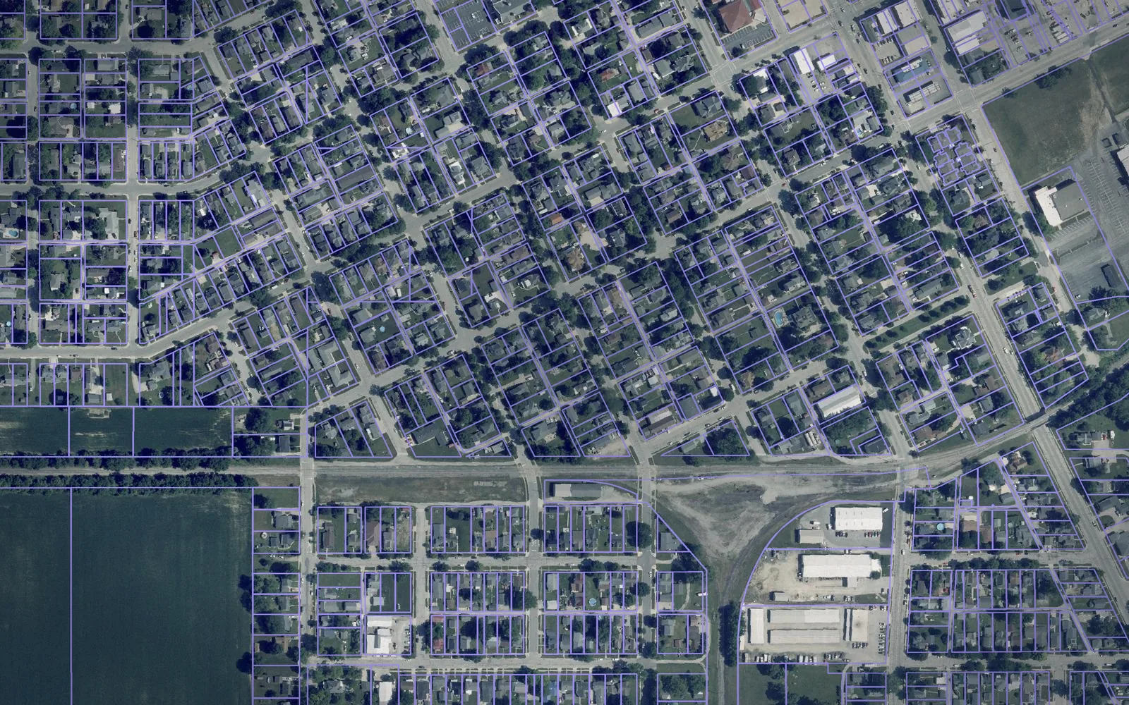 Parcel boundaries over aerial imagery of Auglaize County, Ohio