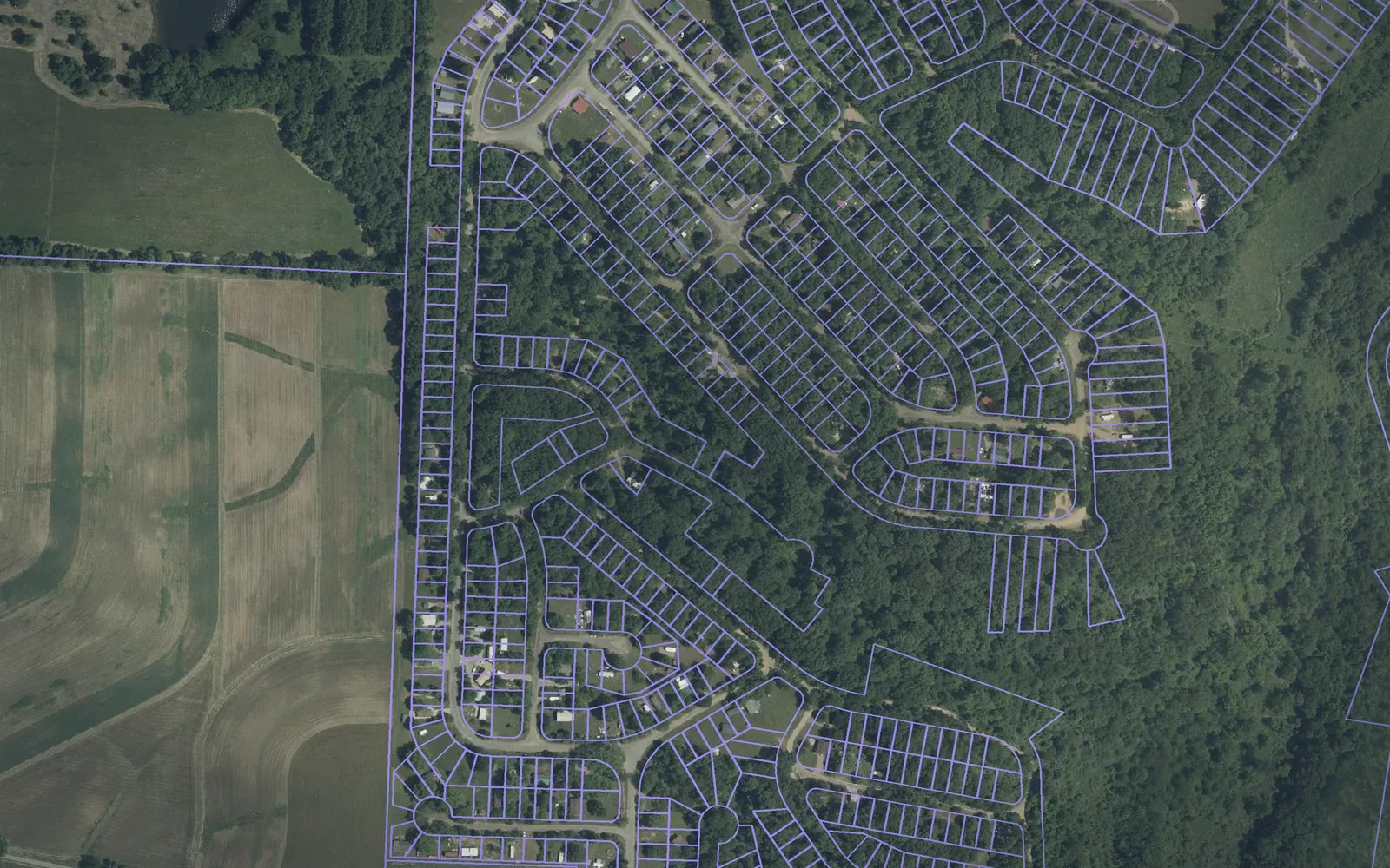 Parcel boundaries over aerial imagery of Carroll County, Ohio