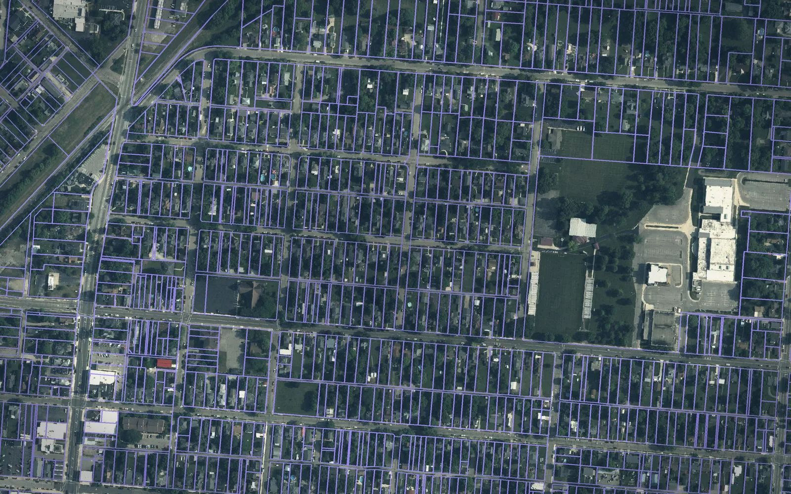 Parcel boundaries over aerial imagery of Champaign County, Ohio