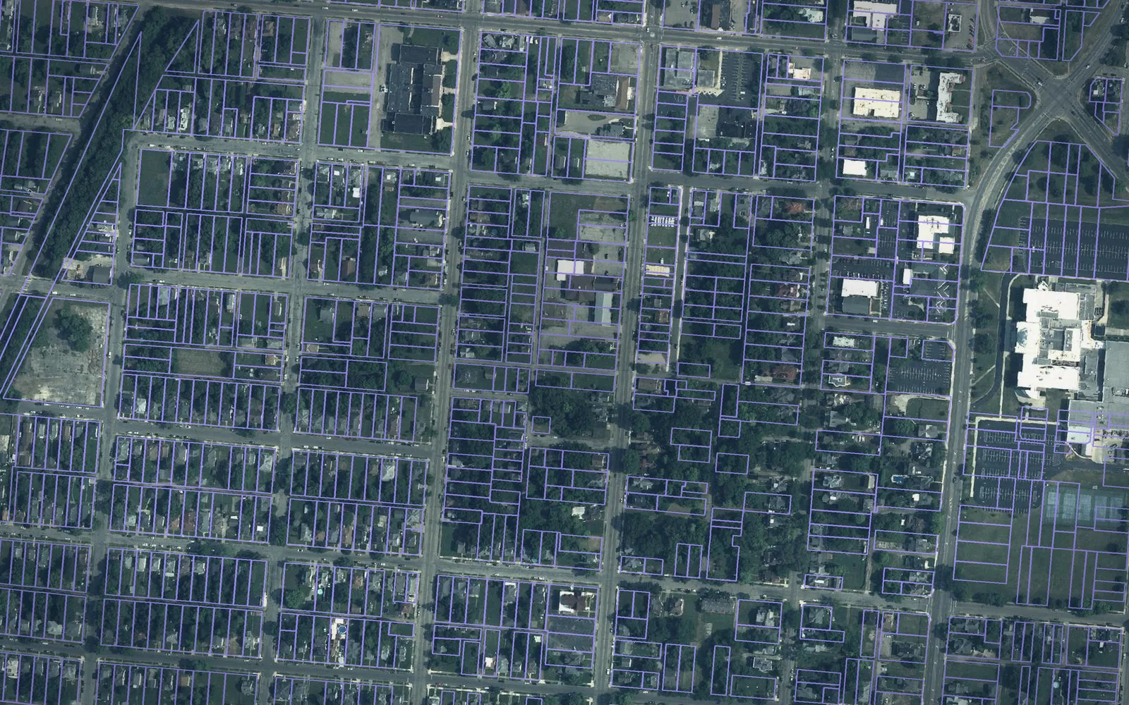 Parcel boundaries over aerial imagery of Clark County, Ohio