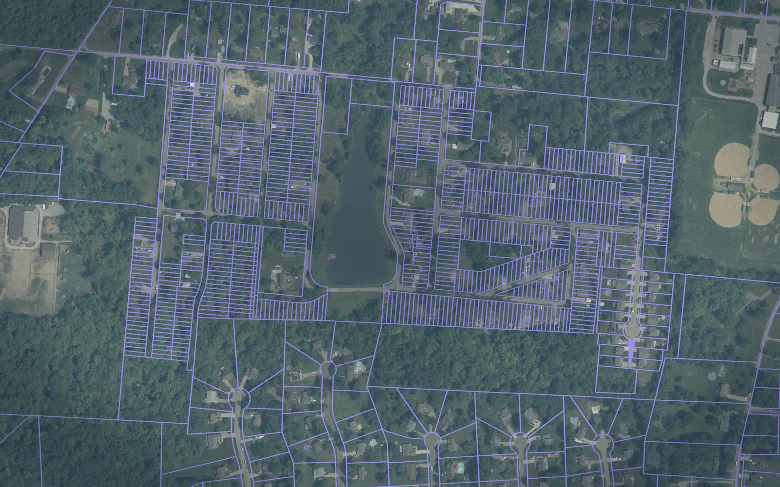Parcel boundaries over aerial imagery of Clermont County, Ohio