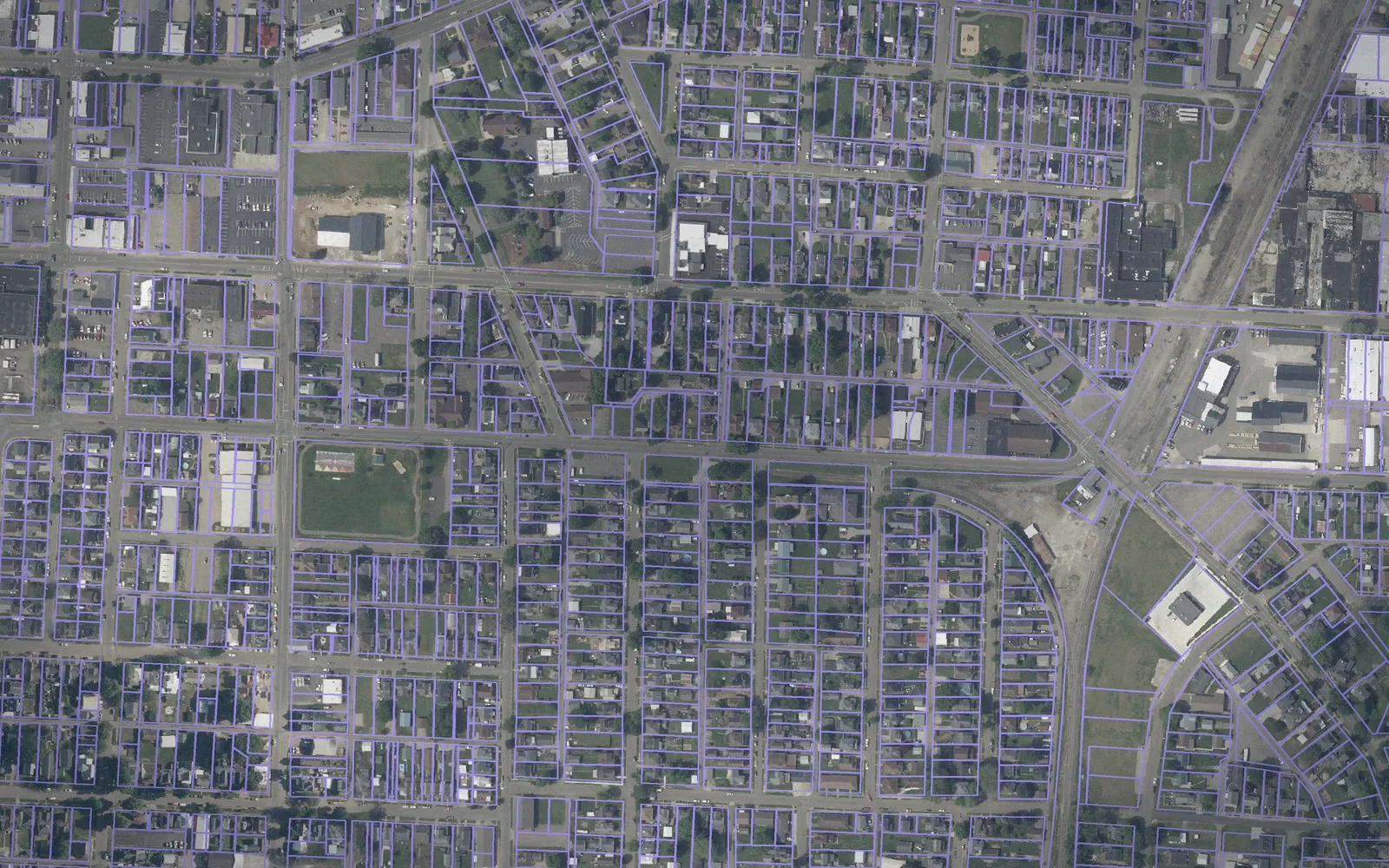 Parcel boundaries over aerial imagery of Coshocton County, Ohio
