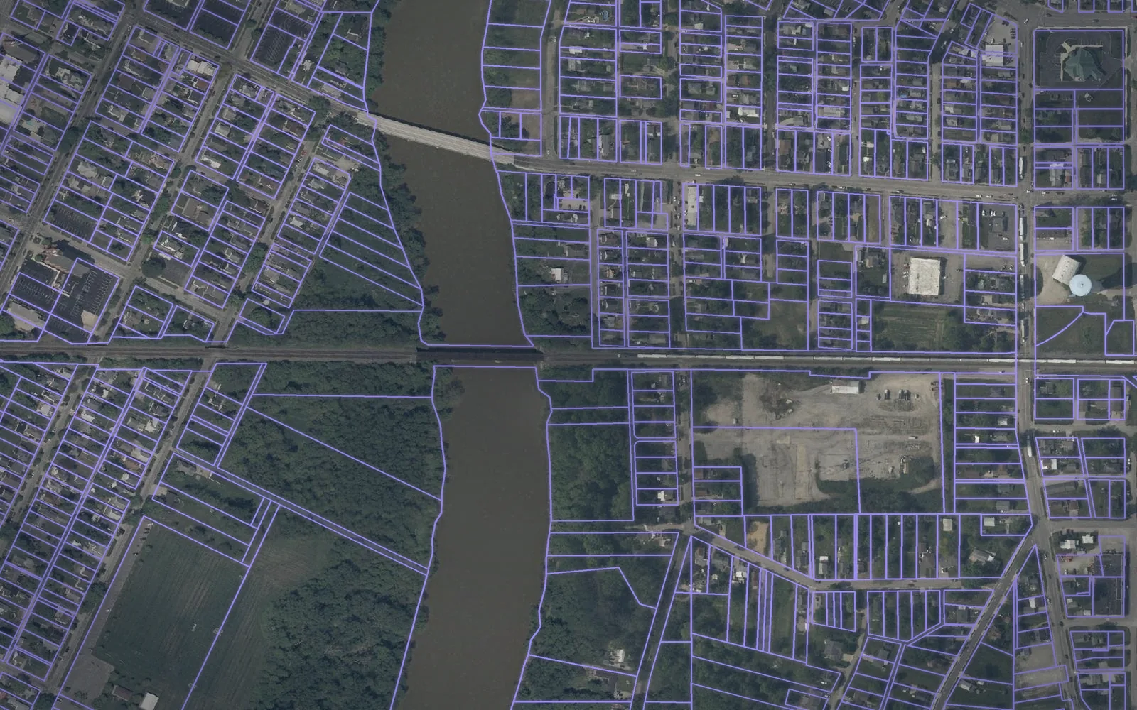 Parcel boundaries over aerial imagery of Defiance County, Ohio