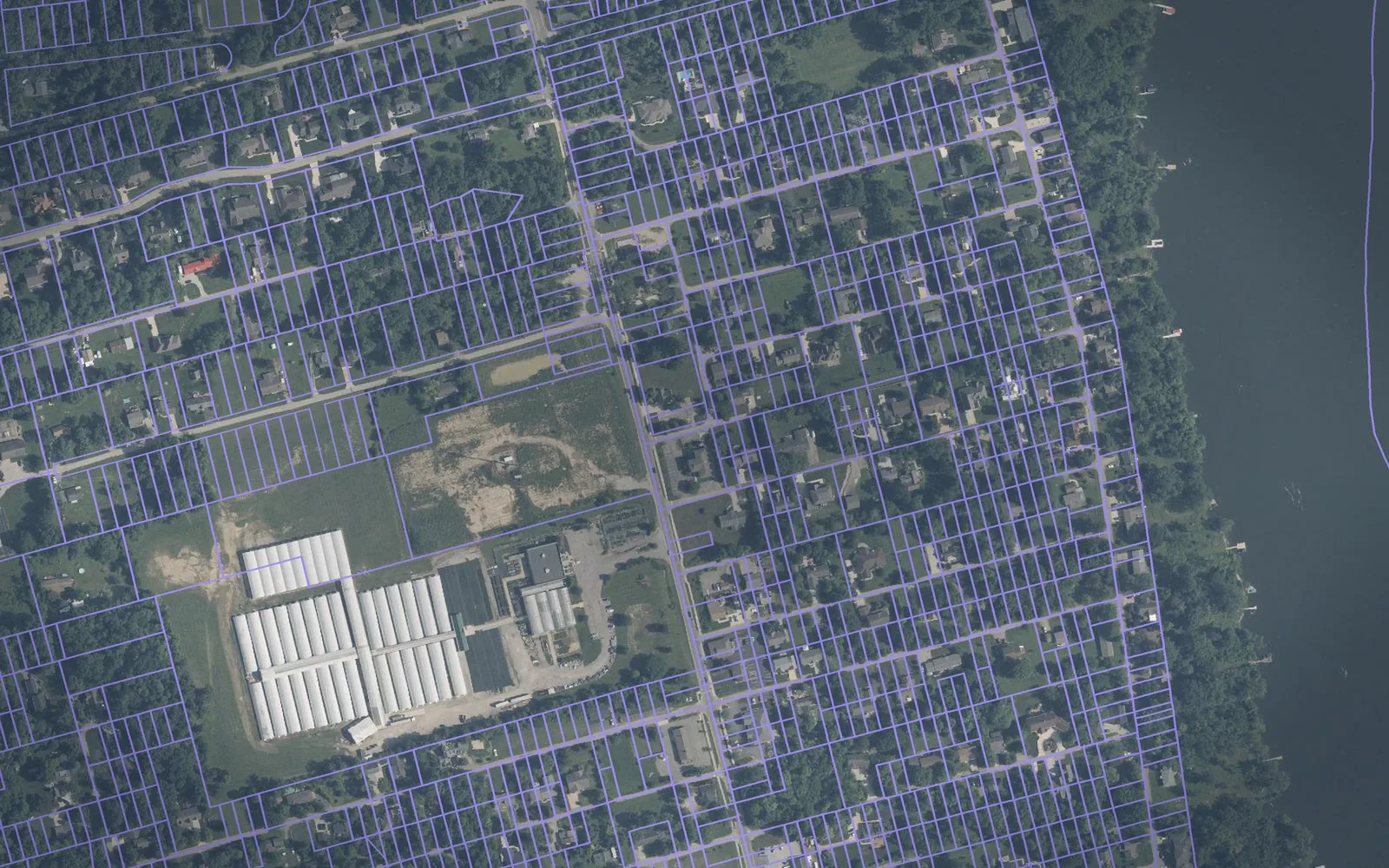 Parcel boundaries over aerial imagery of Delaware County, Ohio
