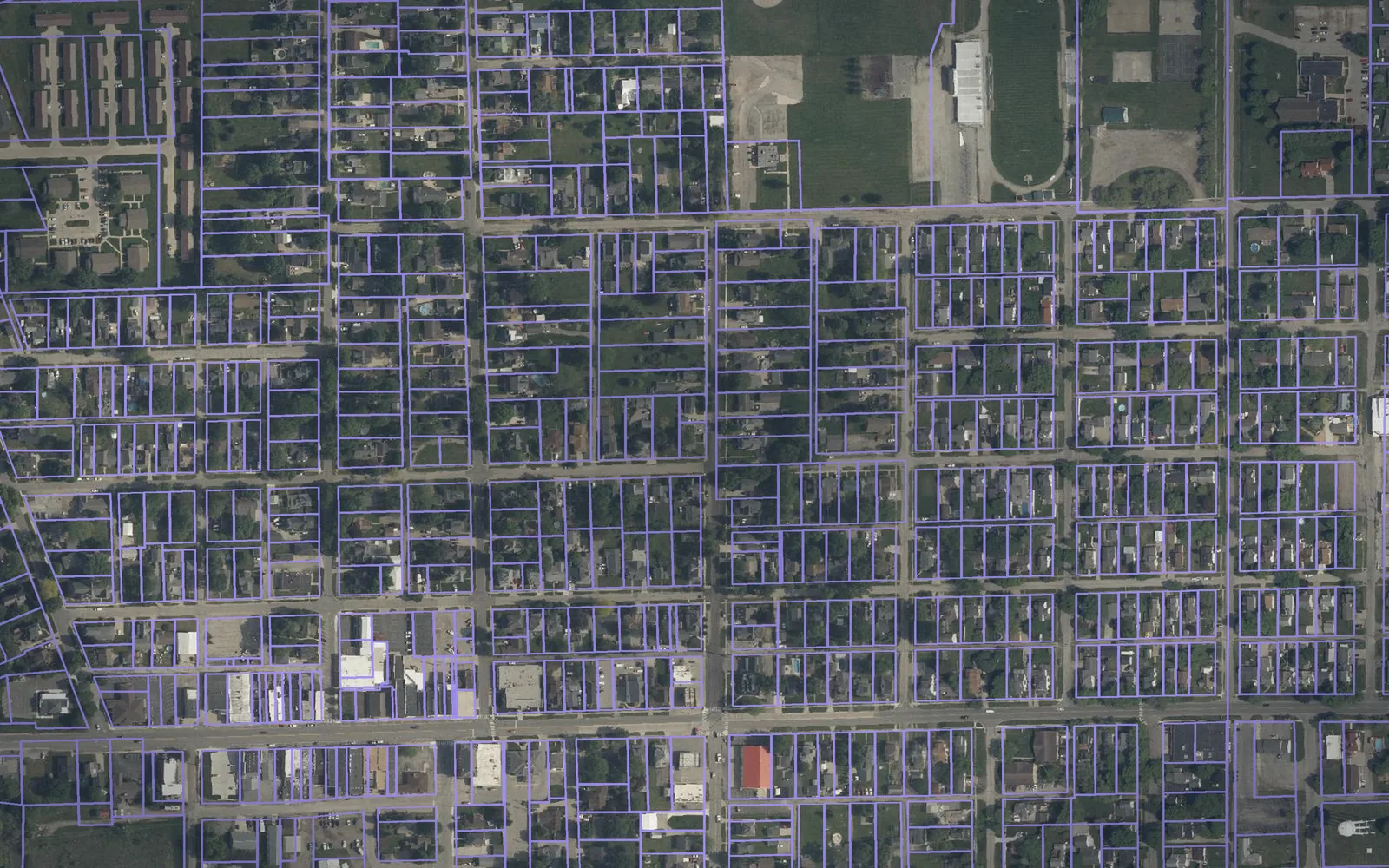 Parcel boundaries over aerial imagery of Fulton County, Ohio