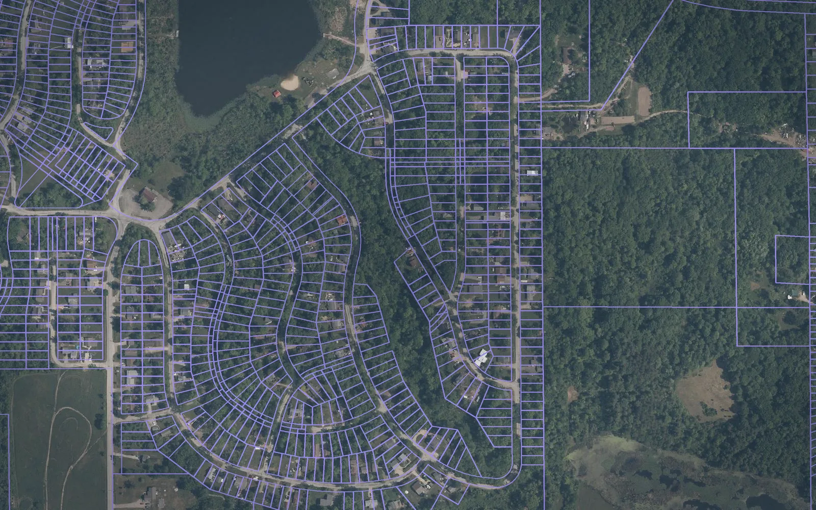 Parcel boundaries over aerial imagery of Geauga County, Ohio