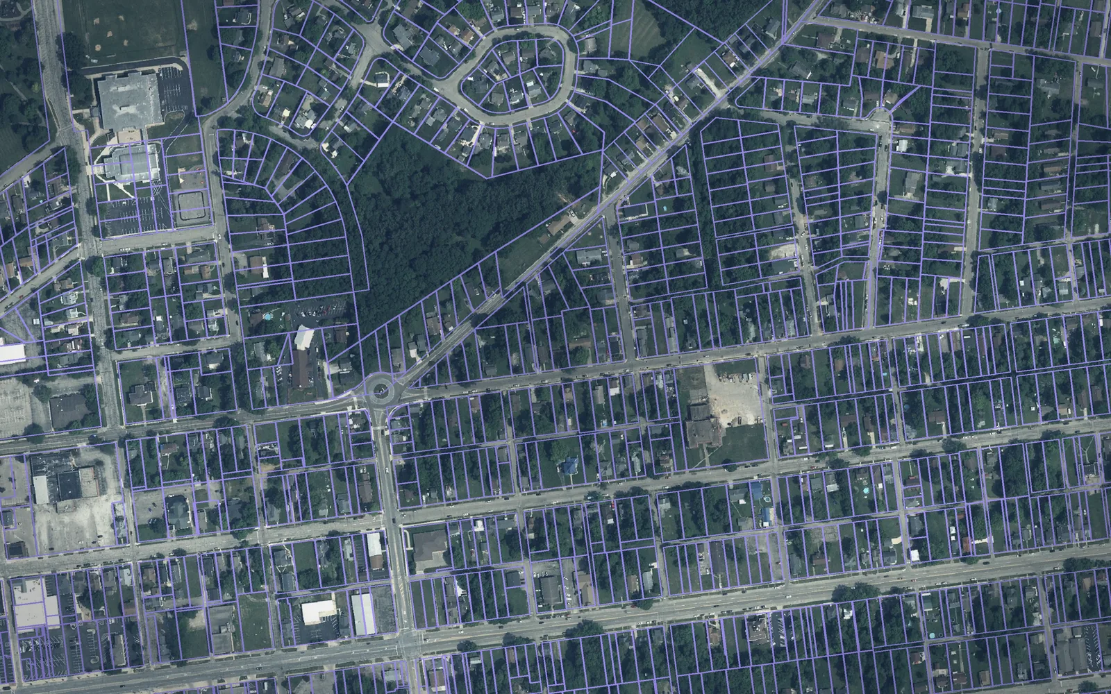 Parcel boundaries over aerial imagery of Greene County, Ohio