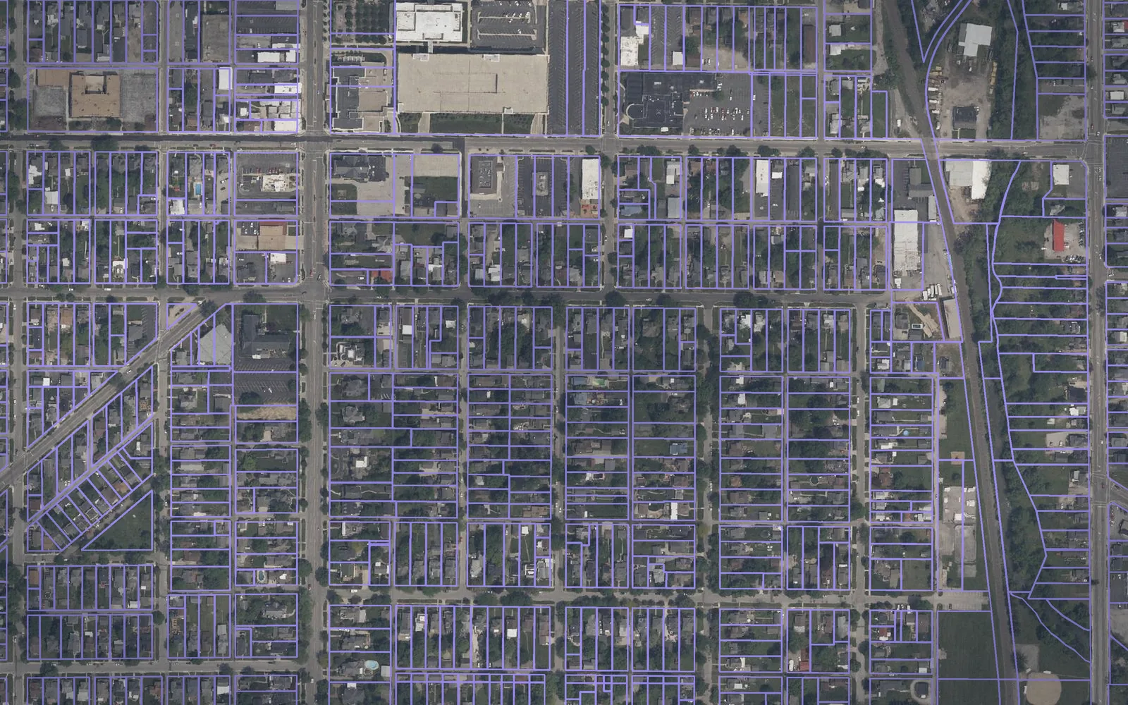 Parcel boundaries over aerial imagery of Hancock County, Ohio