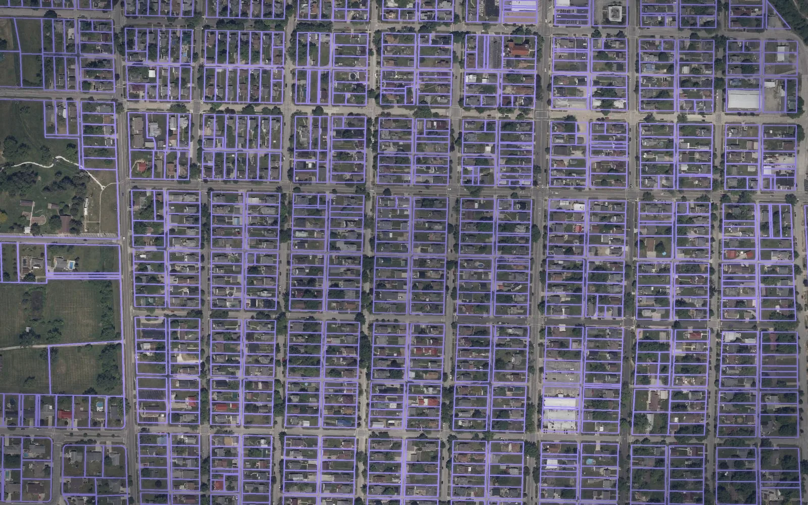 Parcel boundaries over aerial imagery of Huron County, Ohio