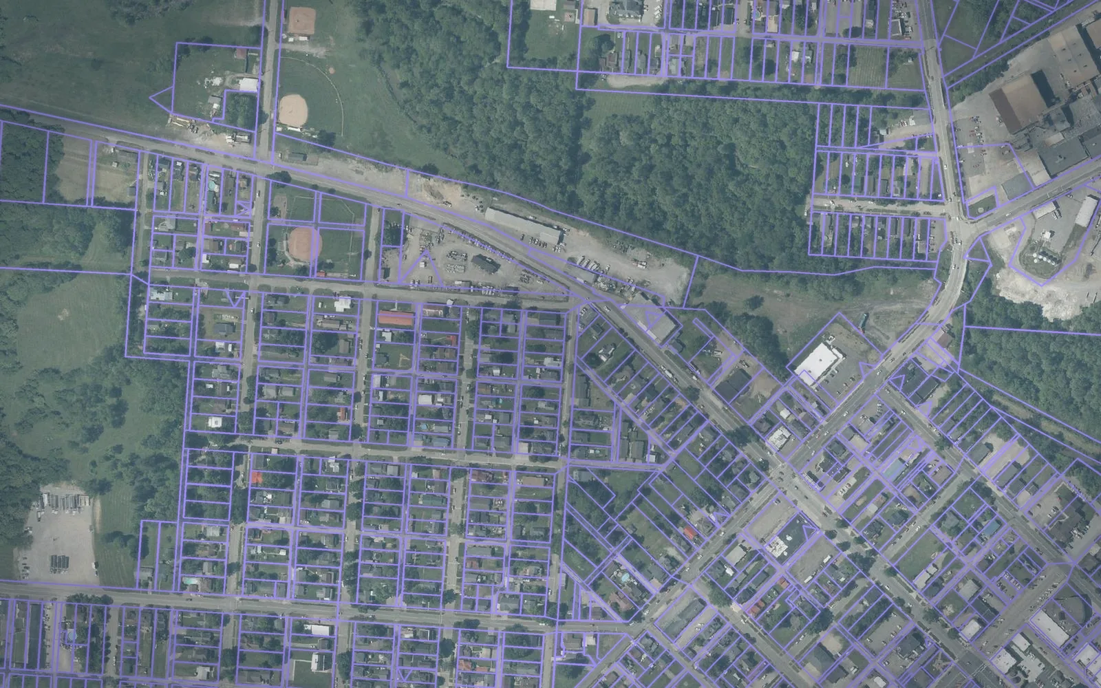 Parcel boundaries over aerial imagery of Jackson County, Ohio
