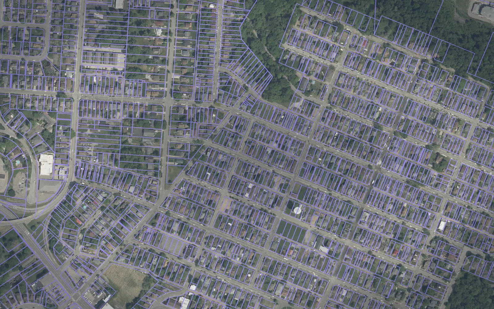 Parcel boundaries over aerial imagery of Jefferson County, Ohio