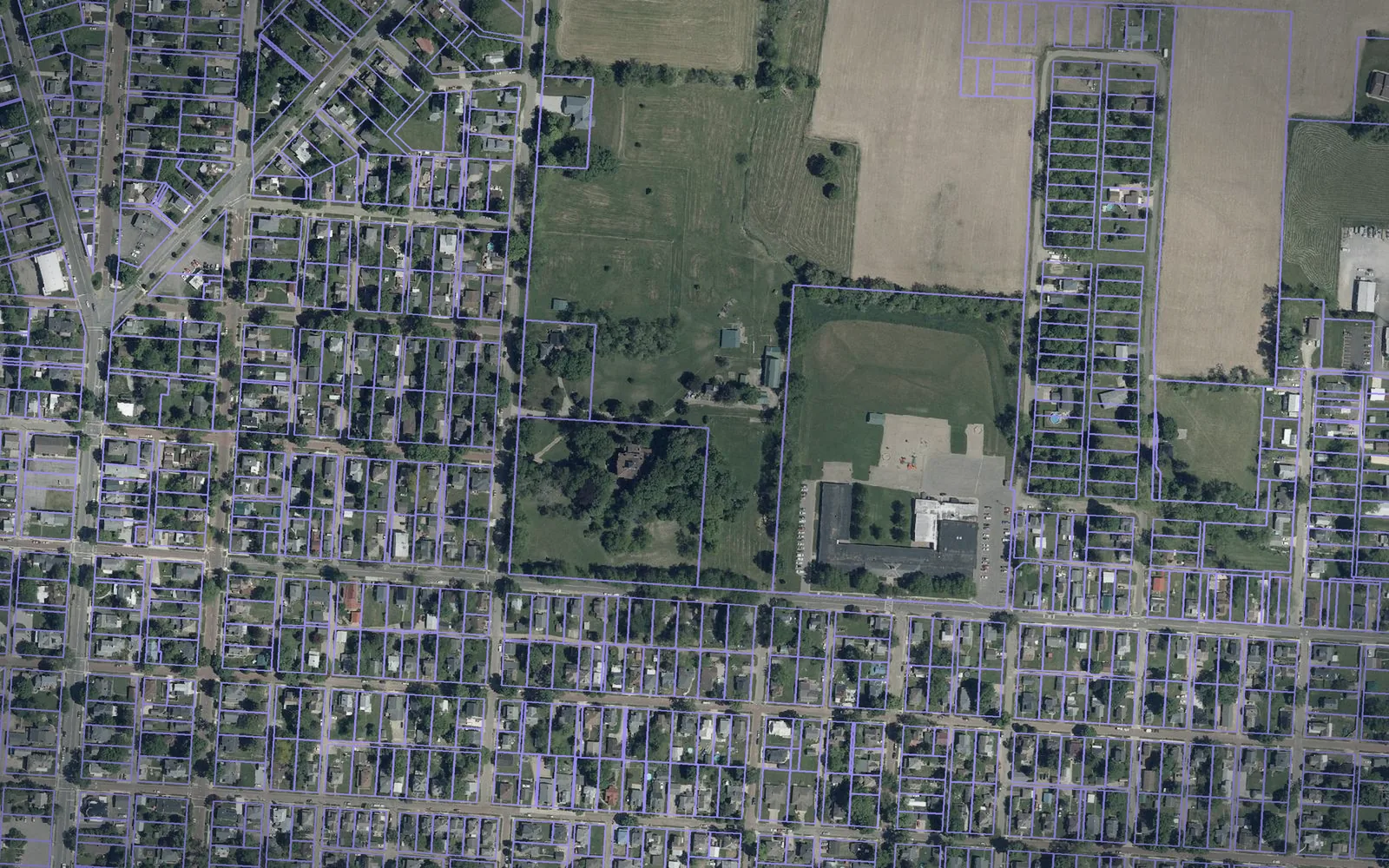 Parcel boundaries over aerial imagery of Knox County, Ohio