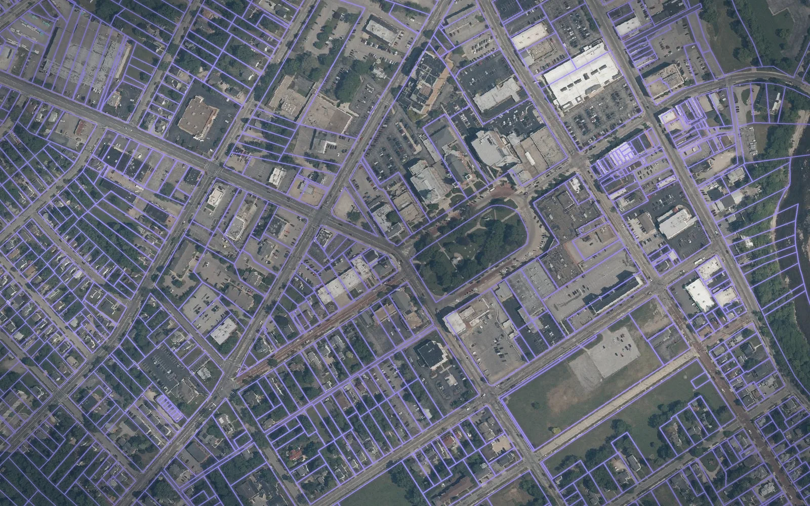 Parcel boundaries over aerial imagery of Lake County, Ohio