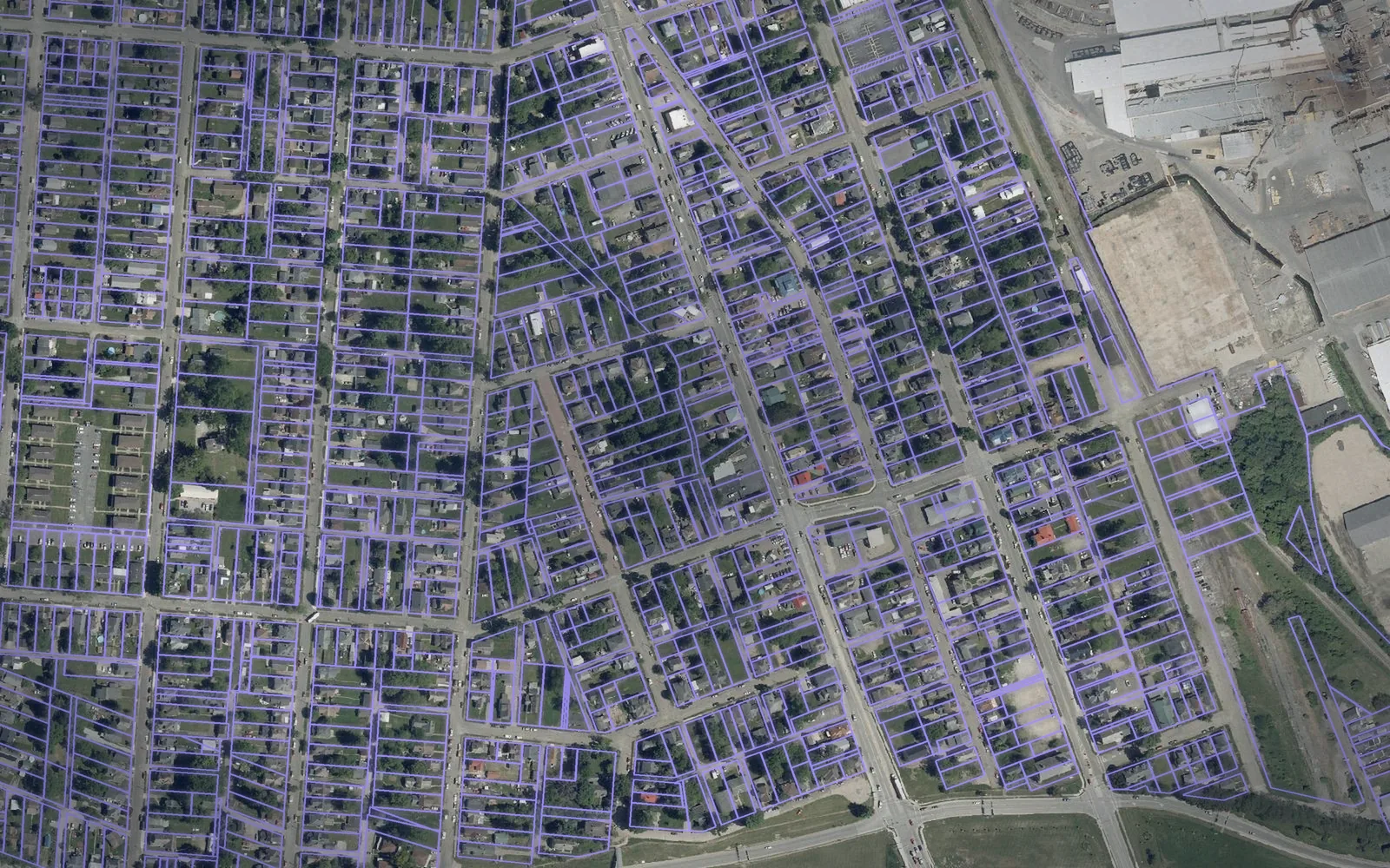 Parcel boundaries over aerial imagery of Licking County, Ohio