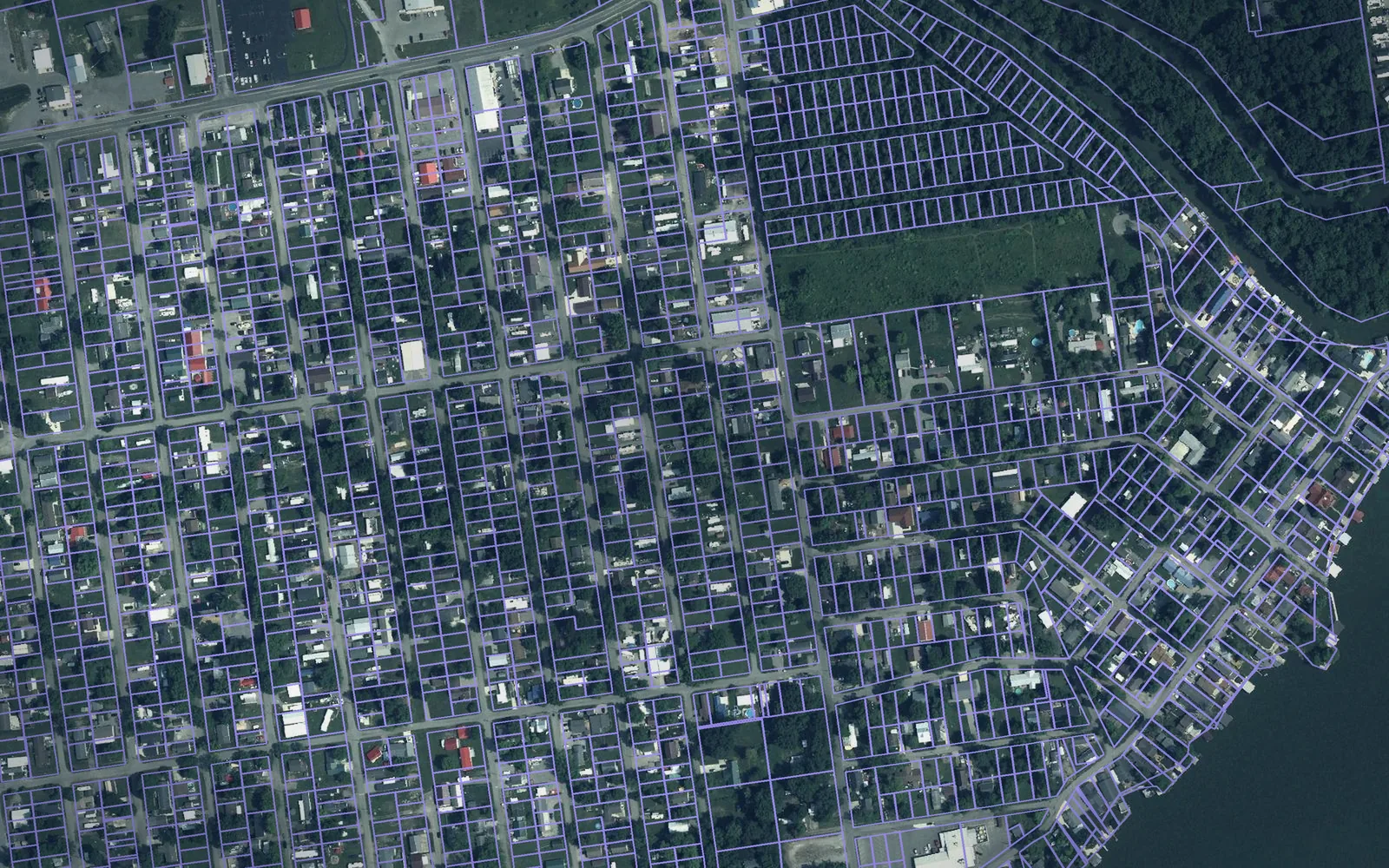 Parcel boundaries over aerial imagery of Logan County, Ohio