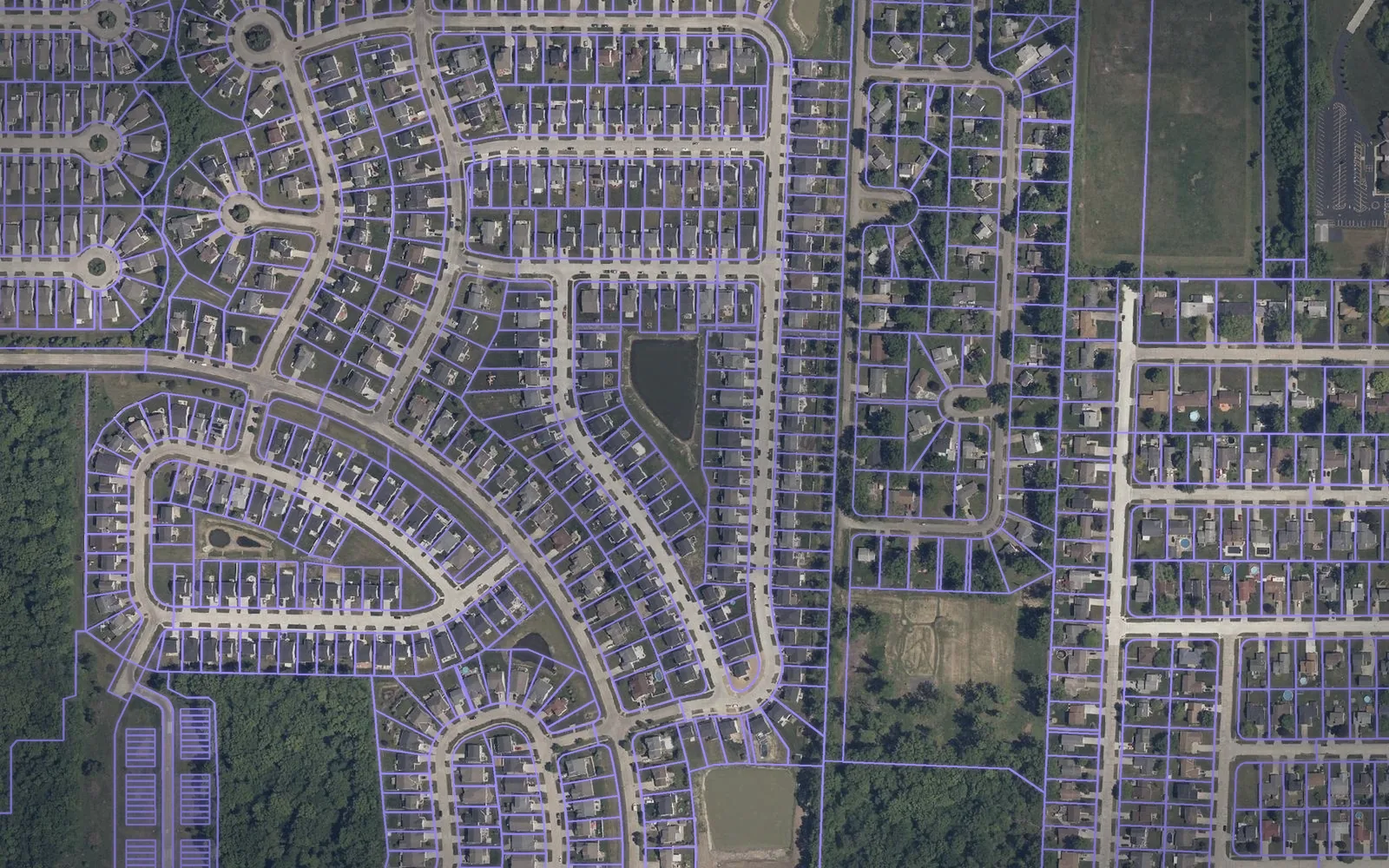 Parcel boundaries over aerial imagery of Lorain County, Ohio