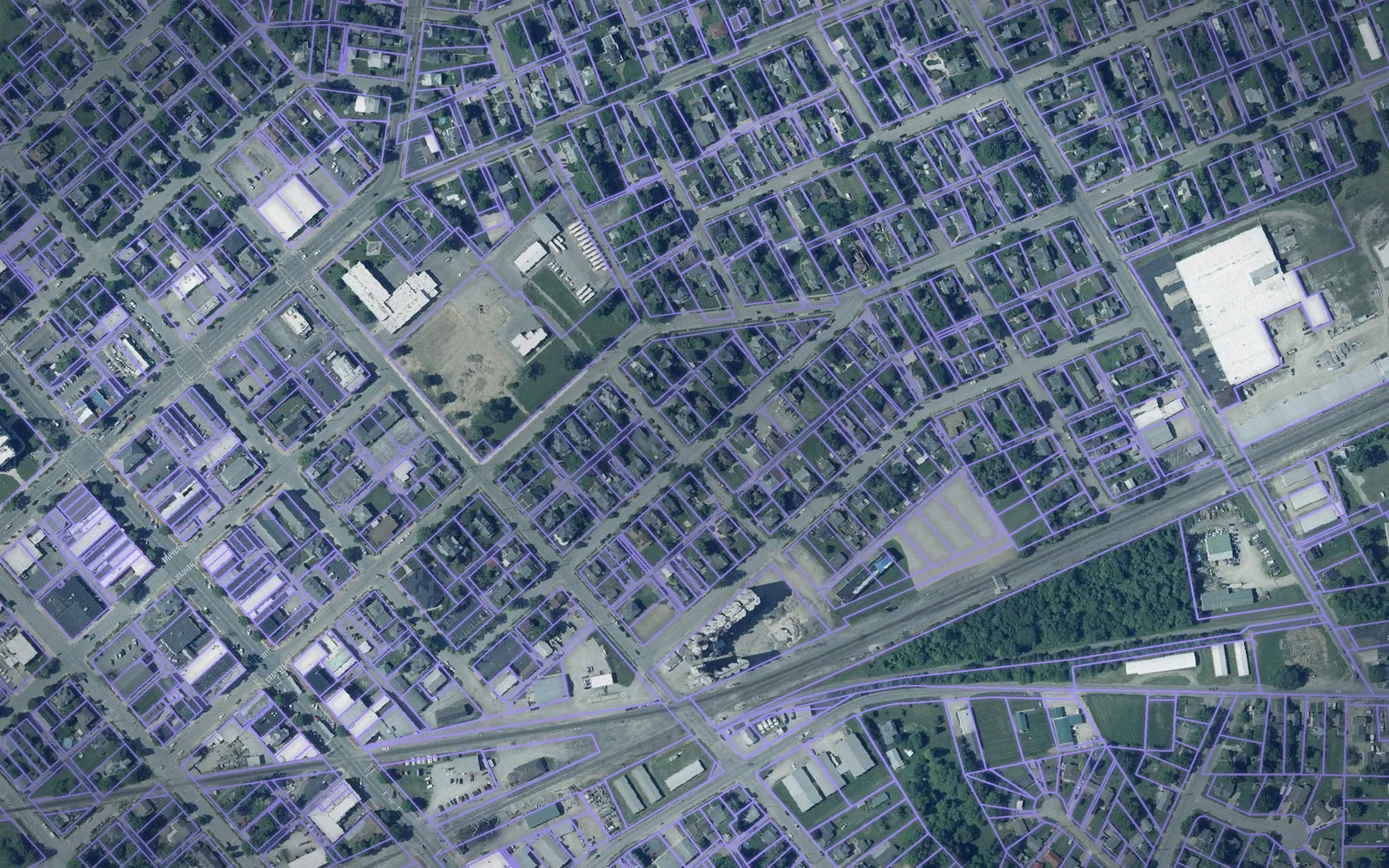 Parcel boundaries over aerial imagery of Madison County, Ohio