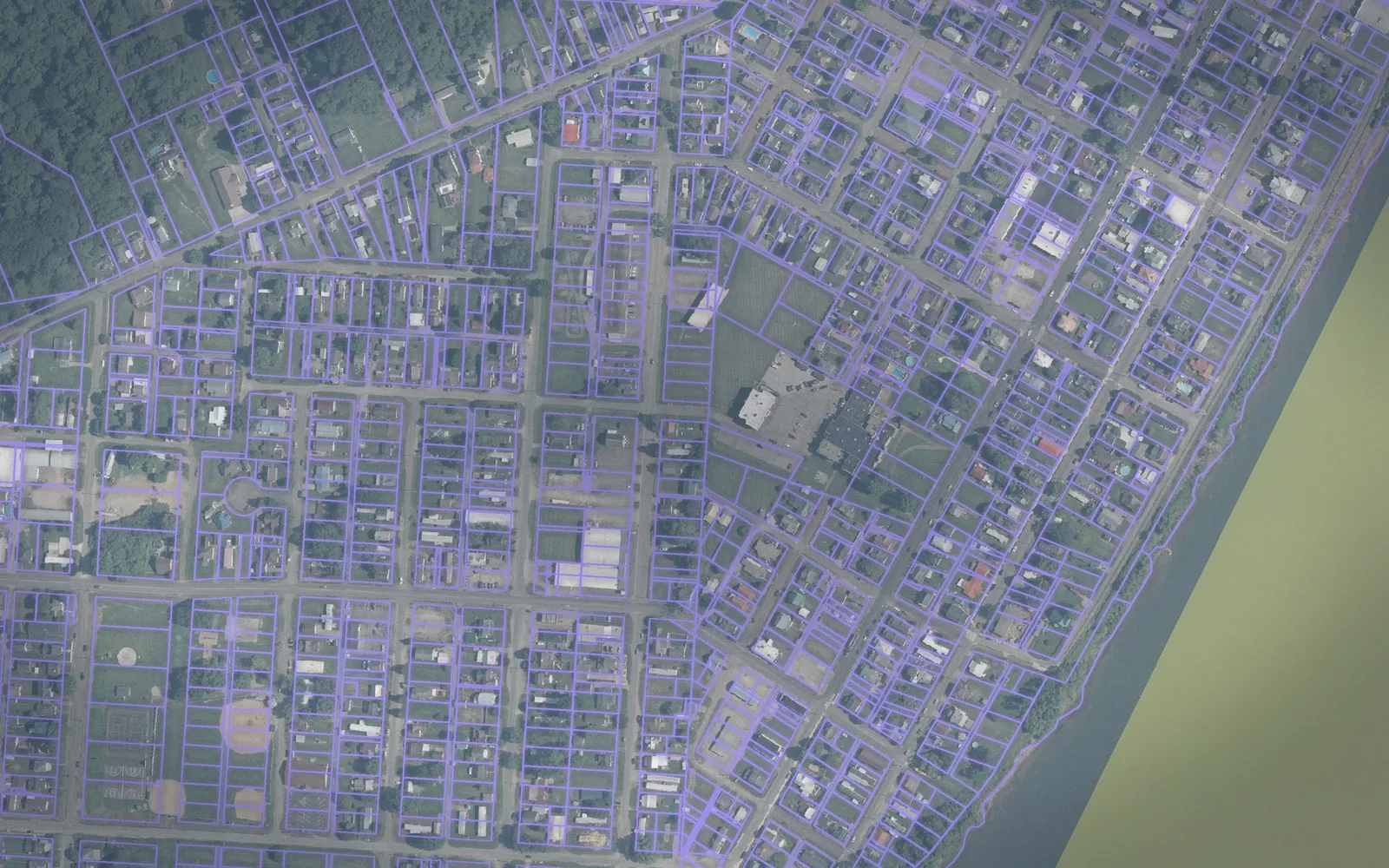 Parcel boundaries over aerial imagery of Meigs County, Ohio