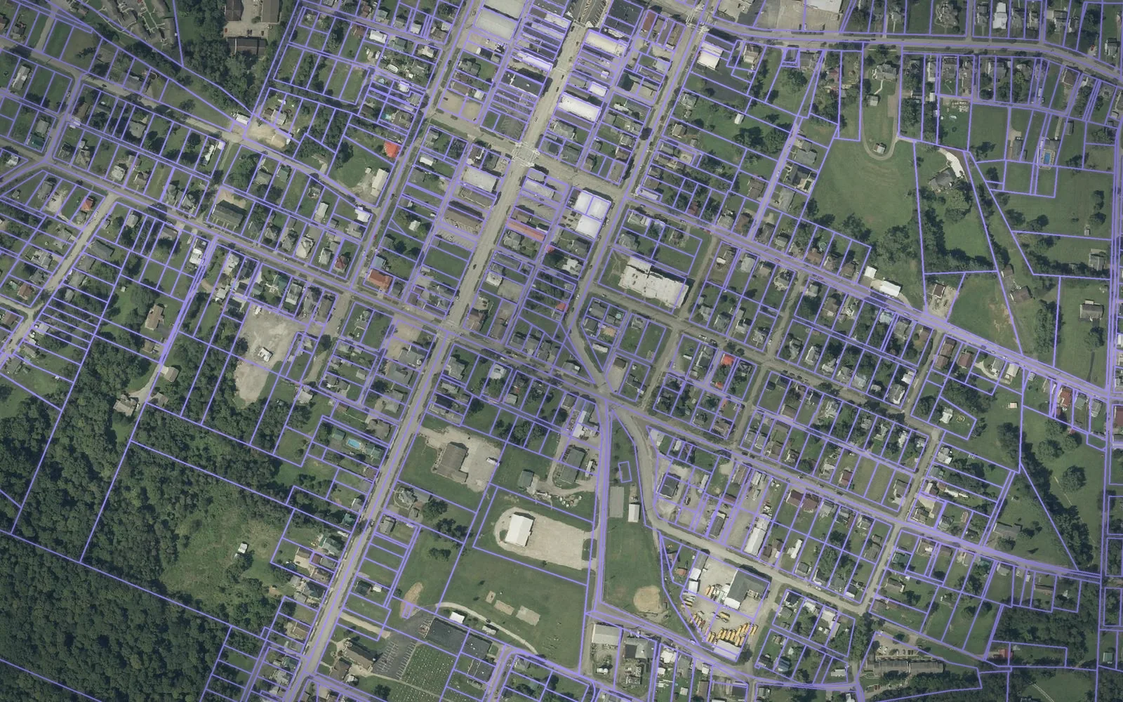 Parcel boundaries over aerial imagery of Monroe County, Ohio