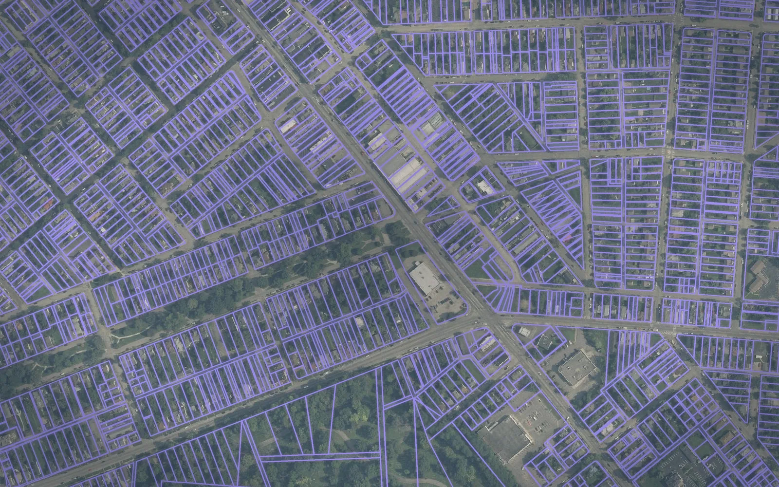 Parcel boundaries over aerial imagery of Montgomery County, Ohio