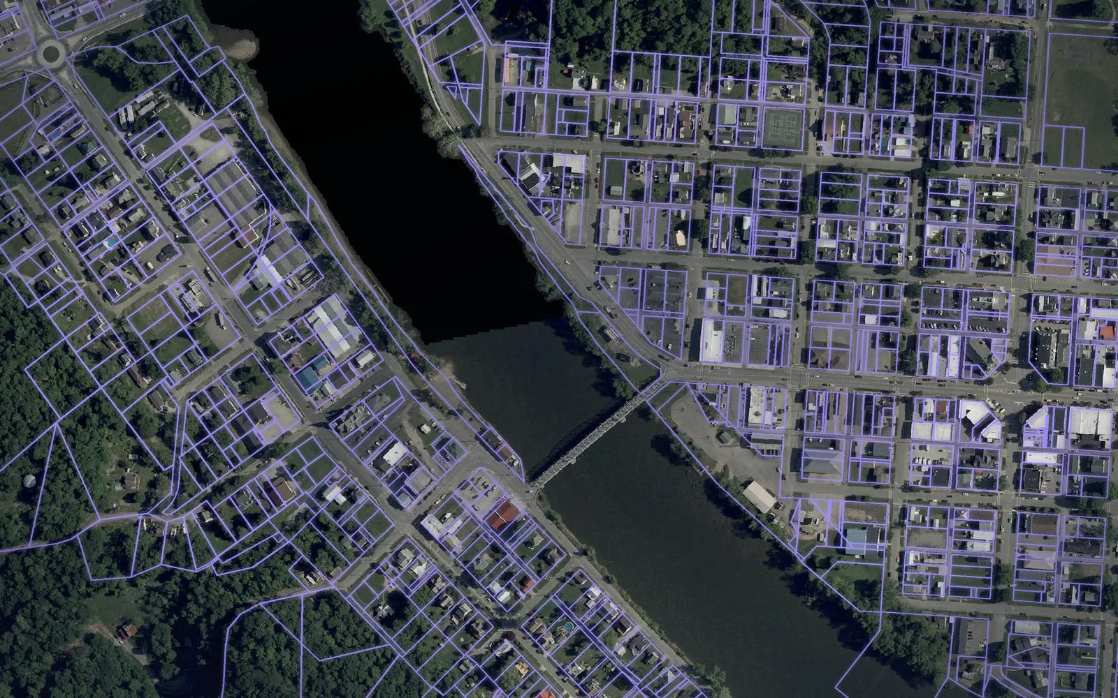 Parcel boundaries over aerial imagery of Morgan County, Ohio