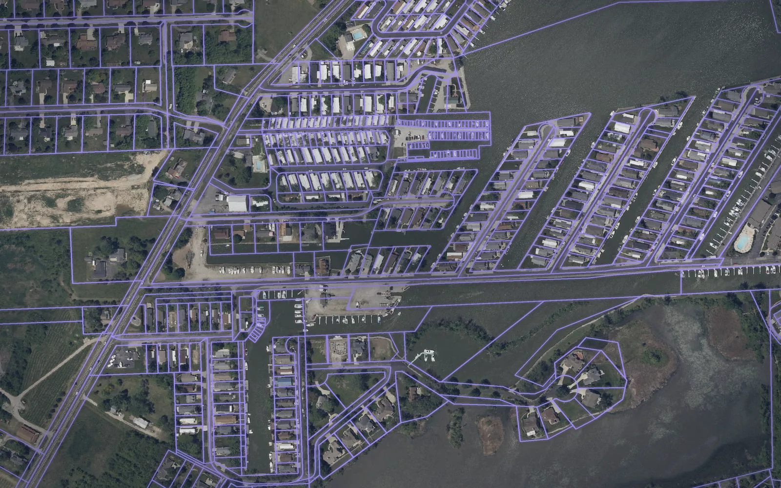 Parcel boundaries over aerial imagery of Ottawa County, Ohio