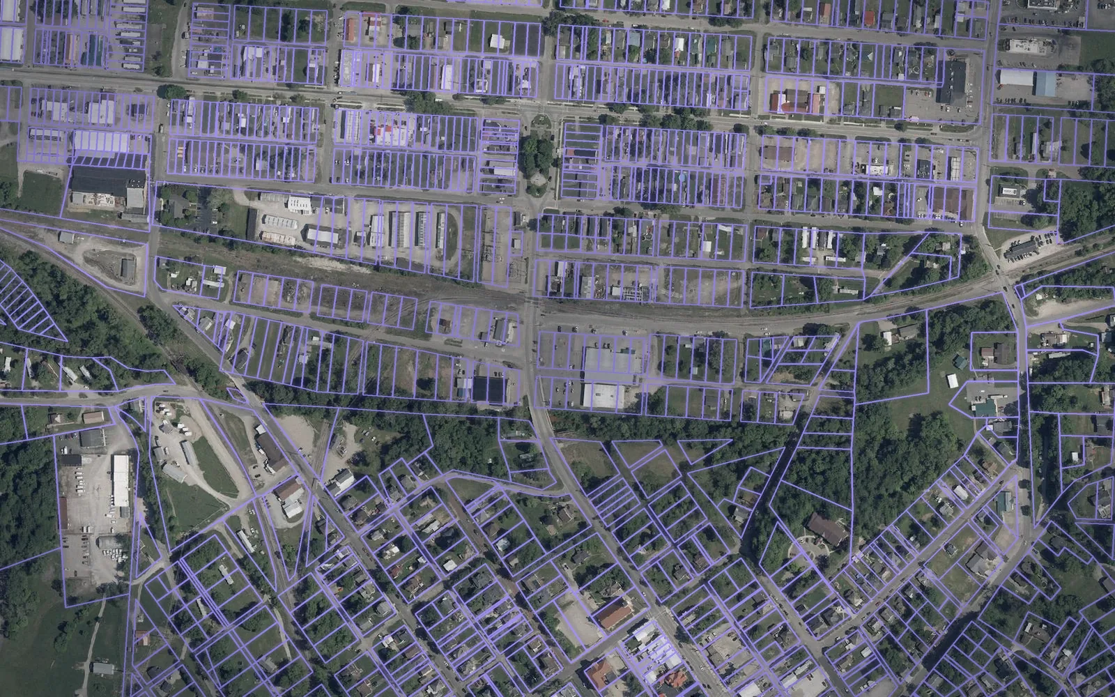 Parcel boundaries over aerial imagery of Perry County, Ohio