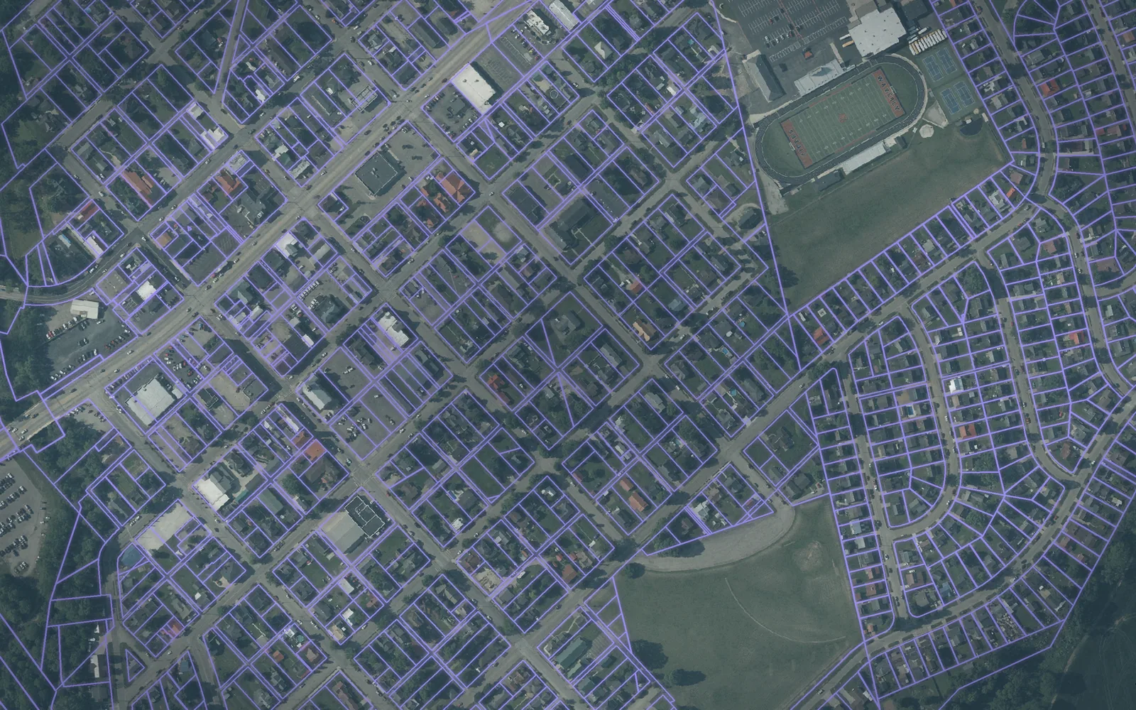 Parcel boundaries over aerial imagery of Pike County, Ohio
