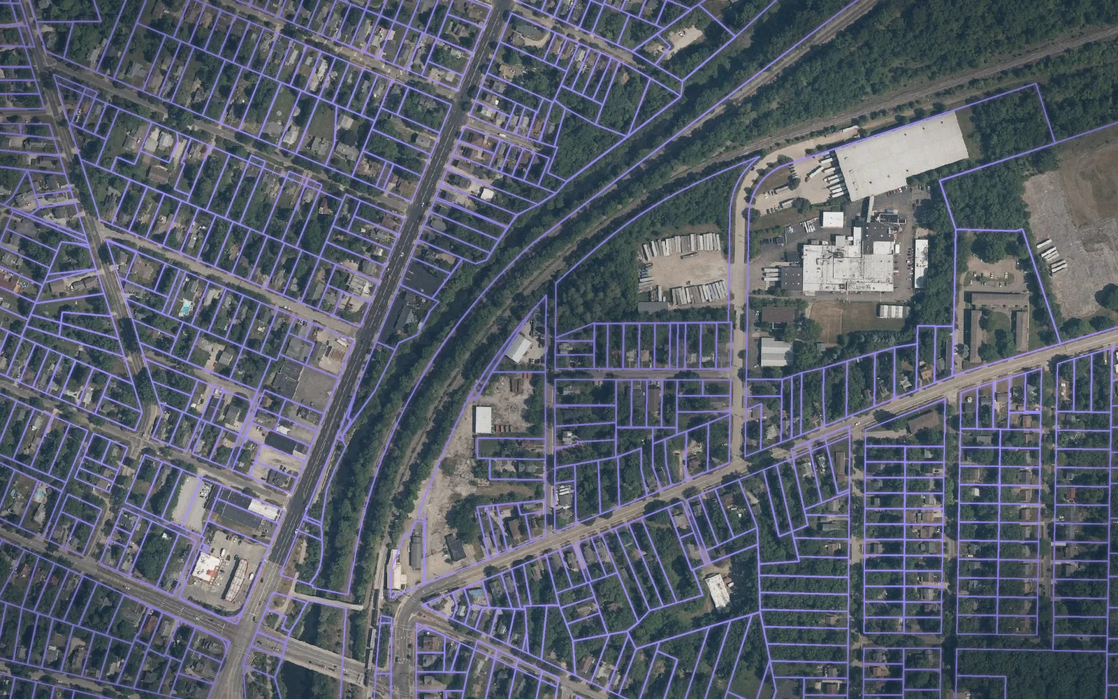 Parcel boundaries over aerial imagery of Portage County, Ohio