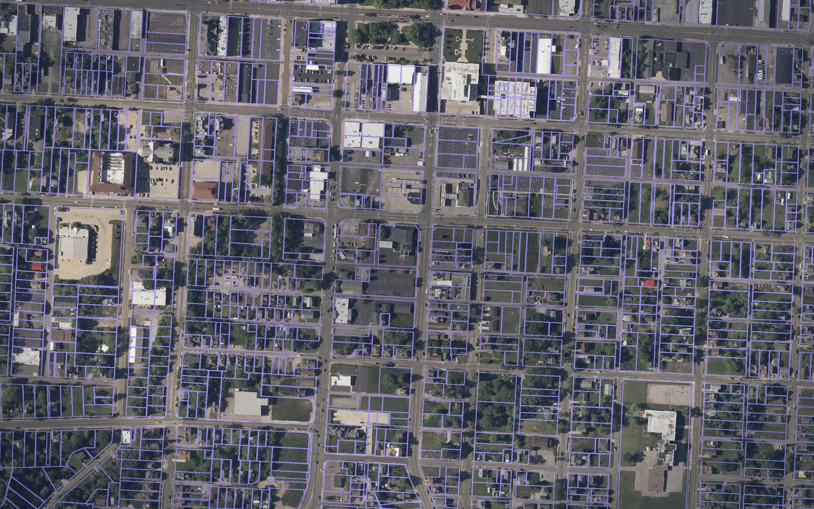 Parcel boundaries over aerial imagery of Richland County, Ohio