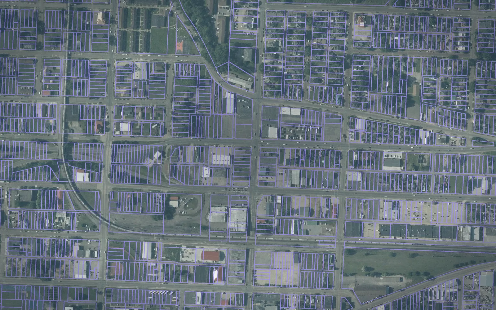 Parcel boundaries over aerial imagery of Scioto County, Ohio