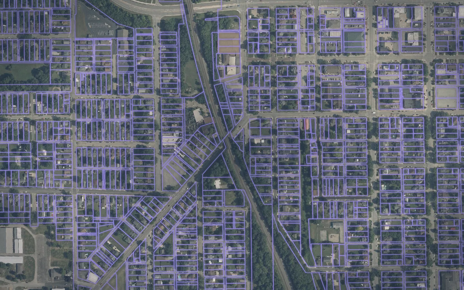 Parcel boundaries over aerial imagery of Shelby County, Ohio