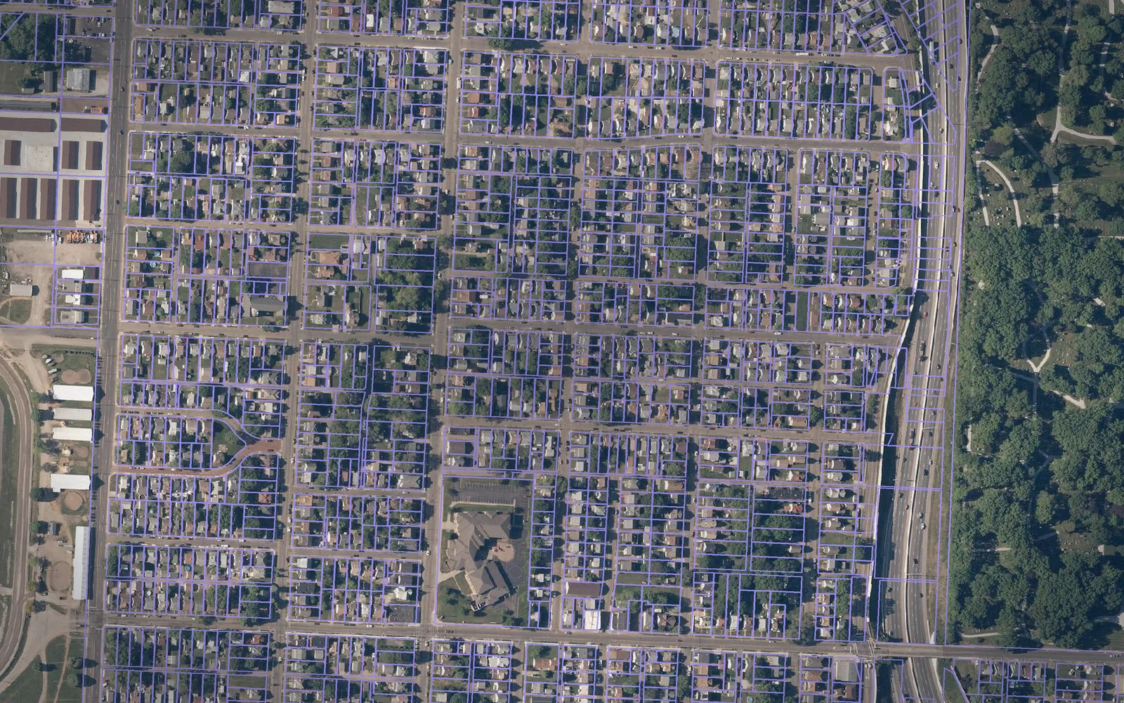 Parcel boundaries over aerial imagery of Stark County, Ohio