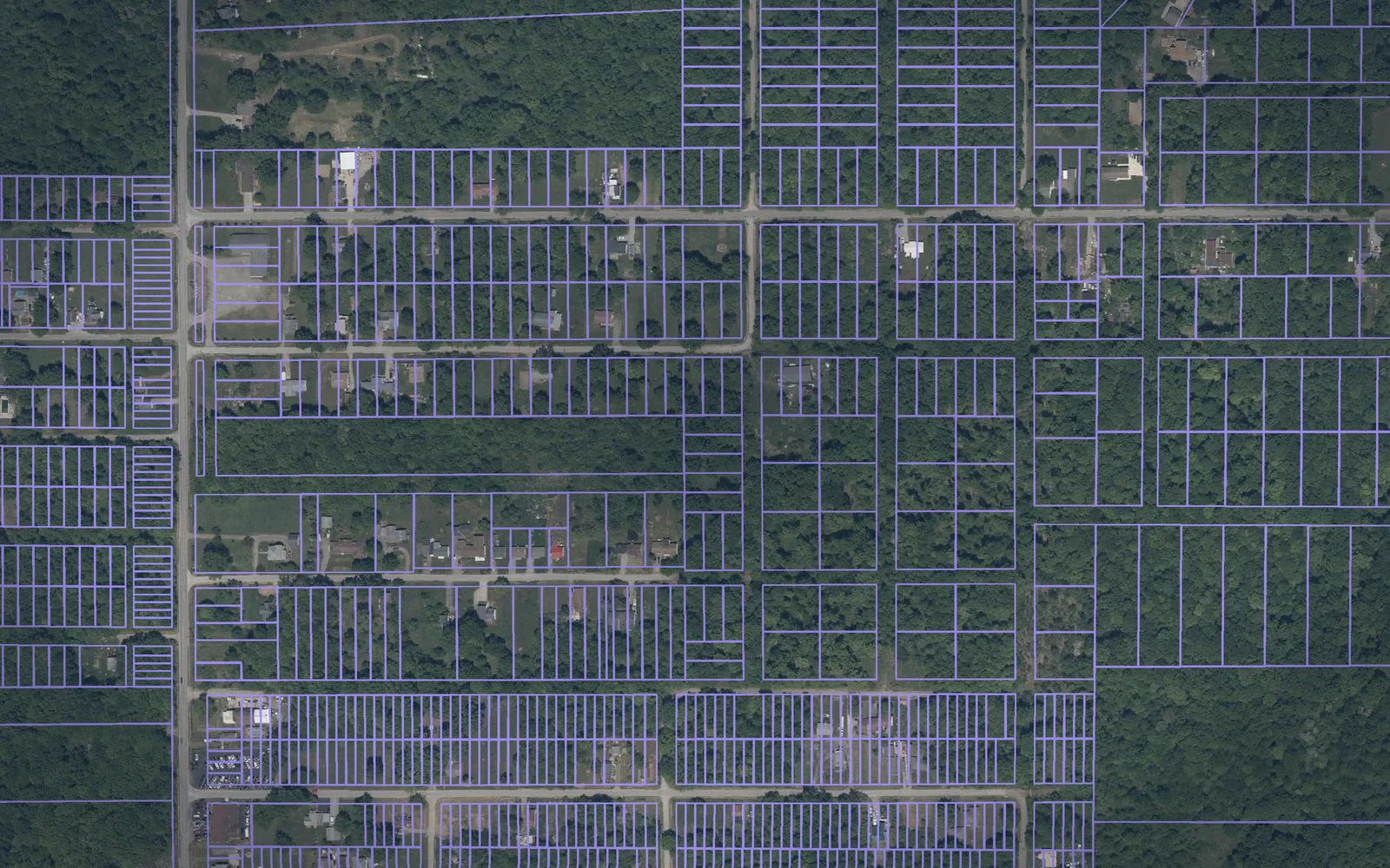 Parcel boundaries over aerial imagery of Trumbull County, Ohio