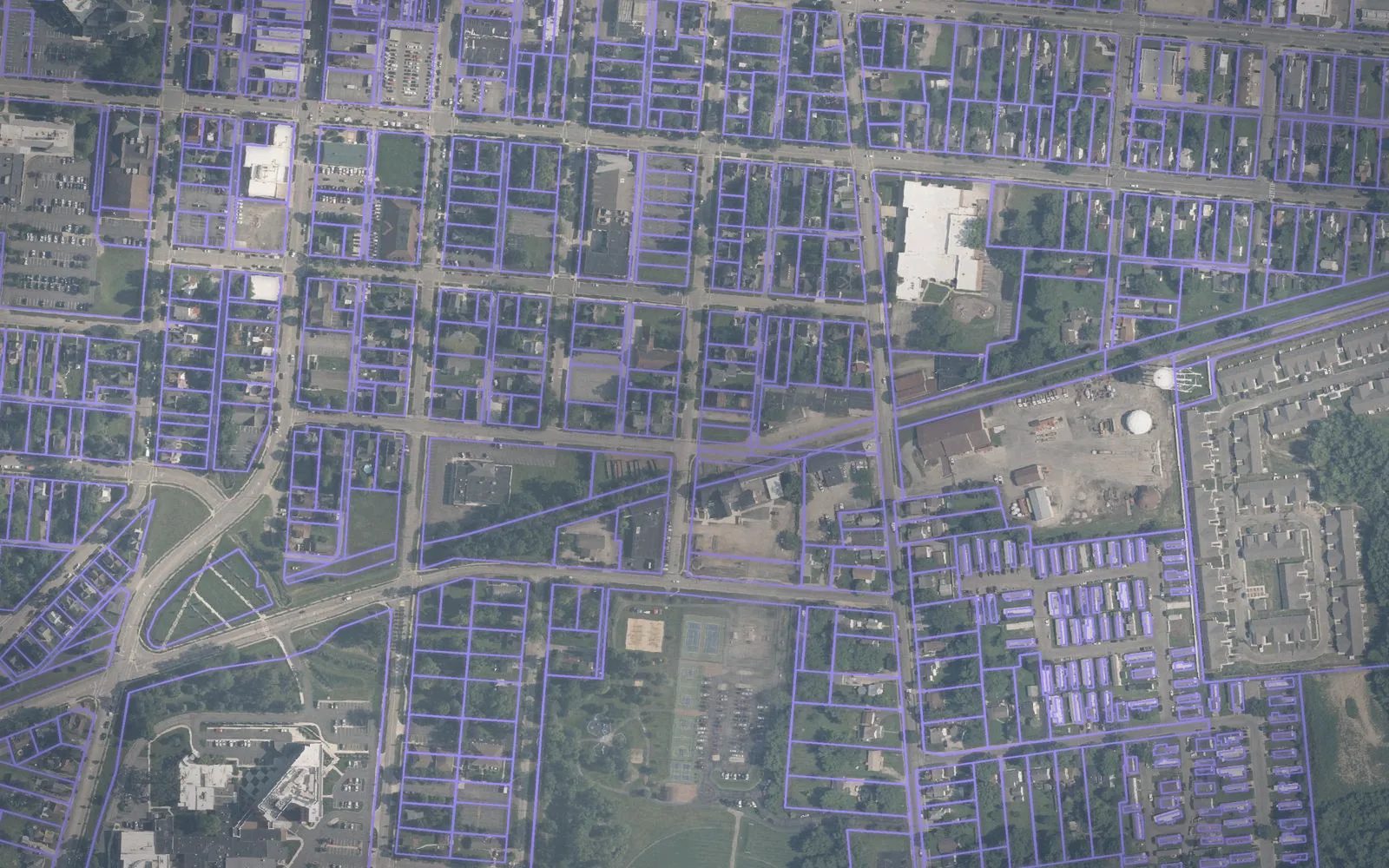 Parcel boundaries over aerial imagery of Union County, Ohio