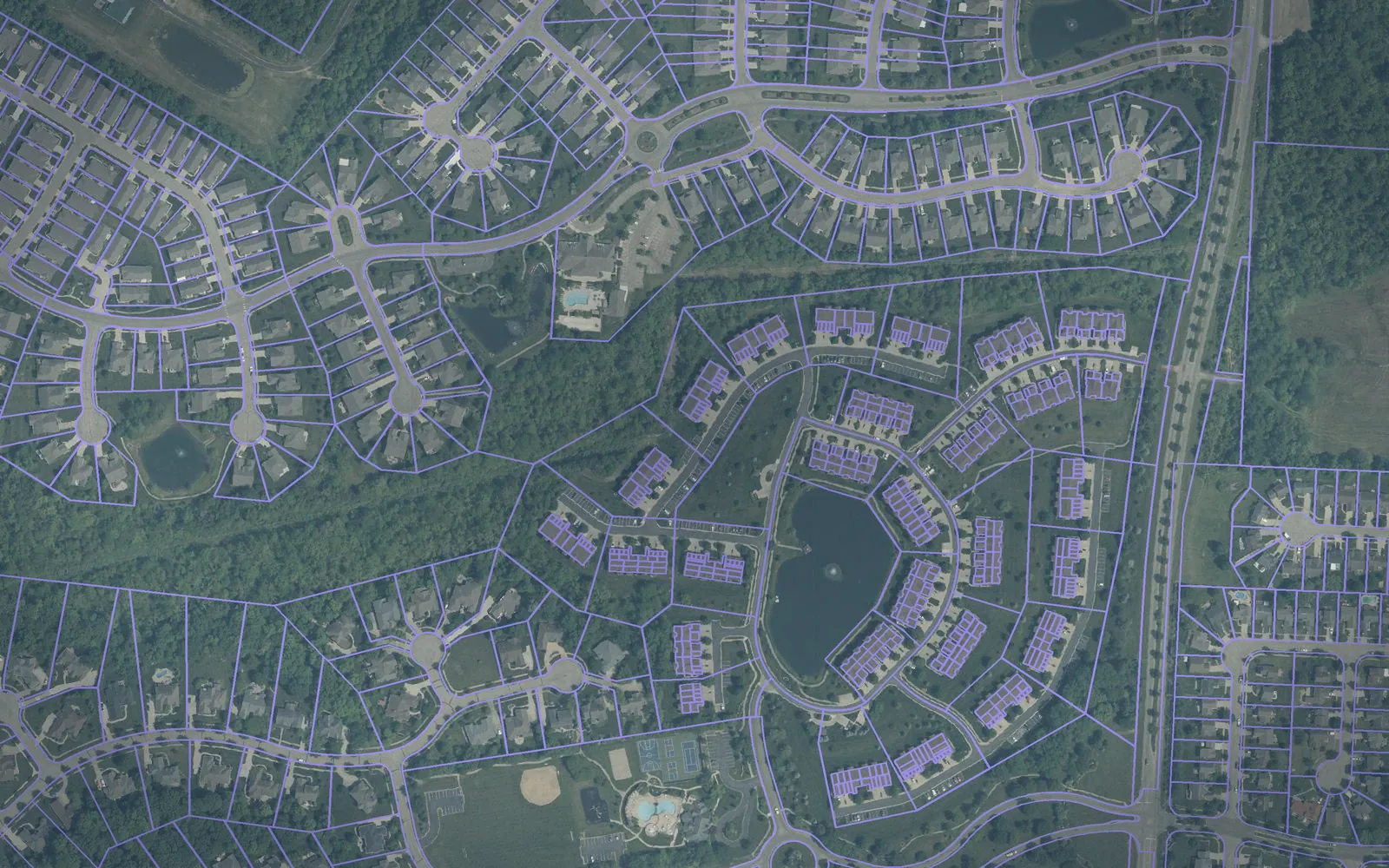 Parcel boundaries over aerial imagery of Warren County, Ohio