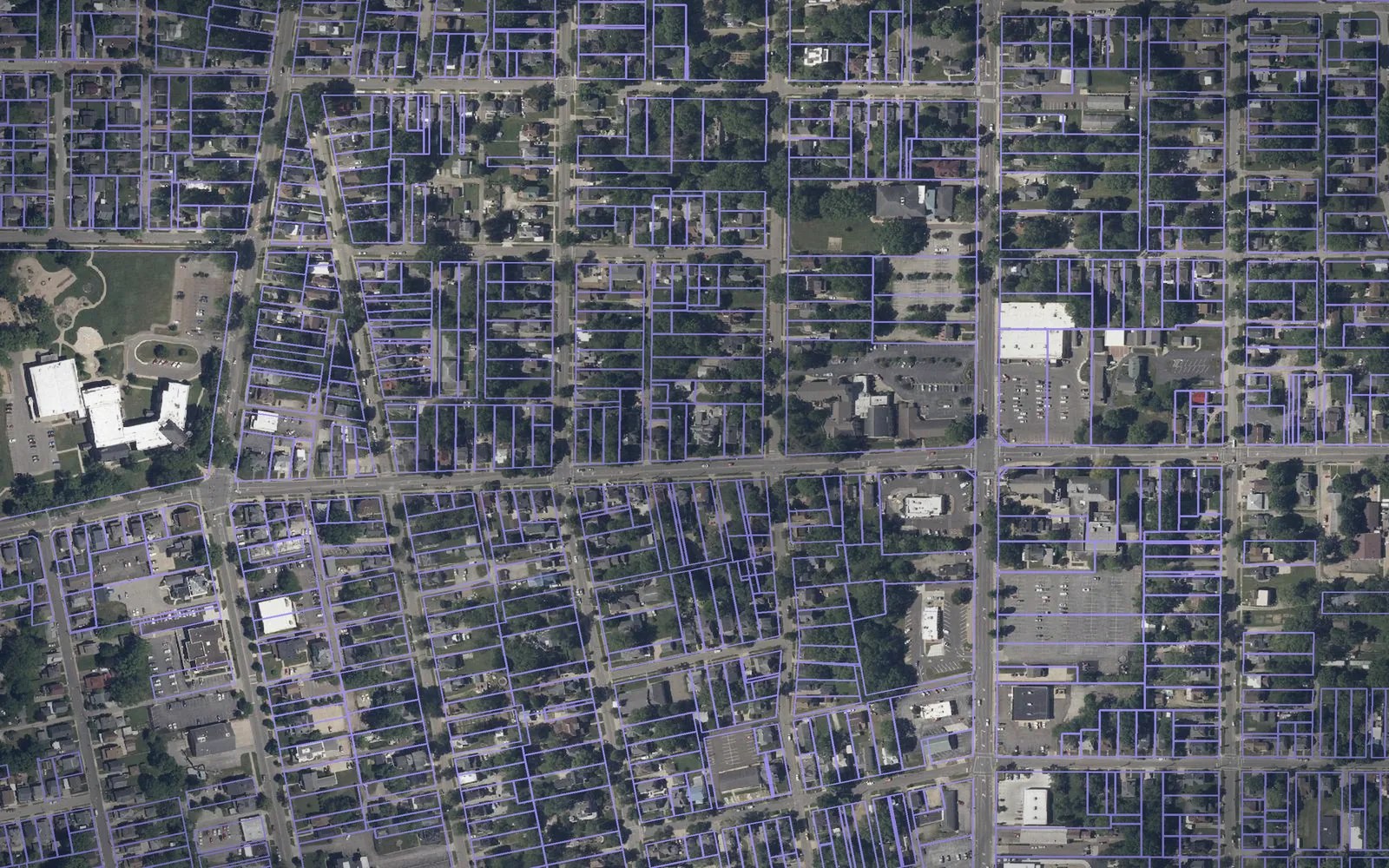 Parcel boundaries over aerial imagery of Wayne County, Ohio