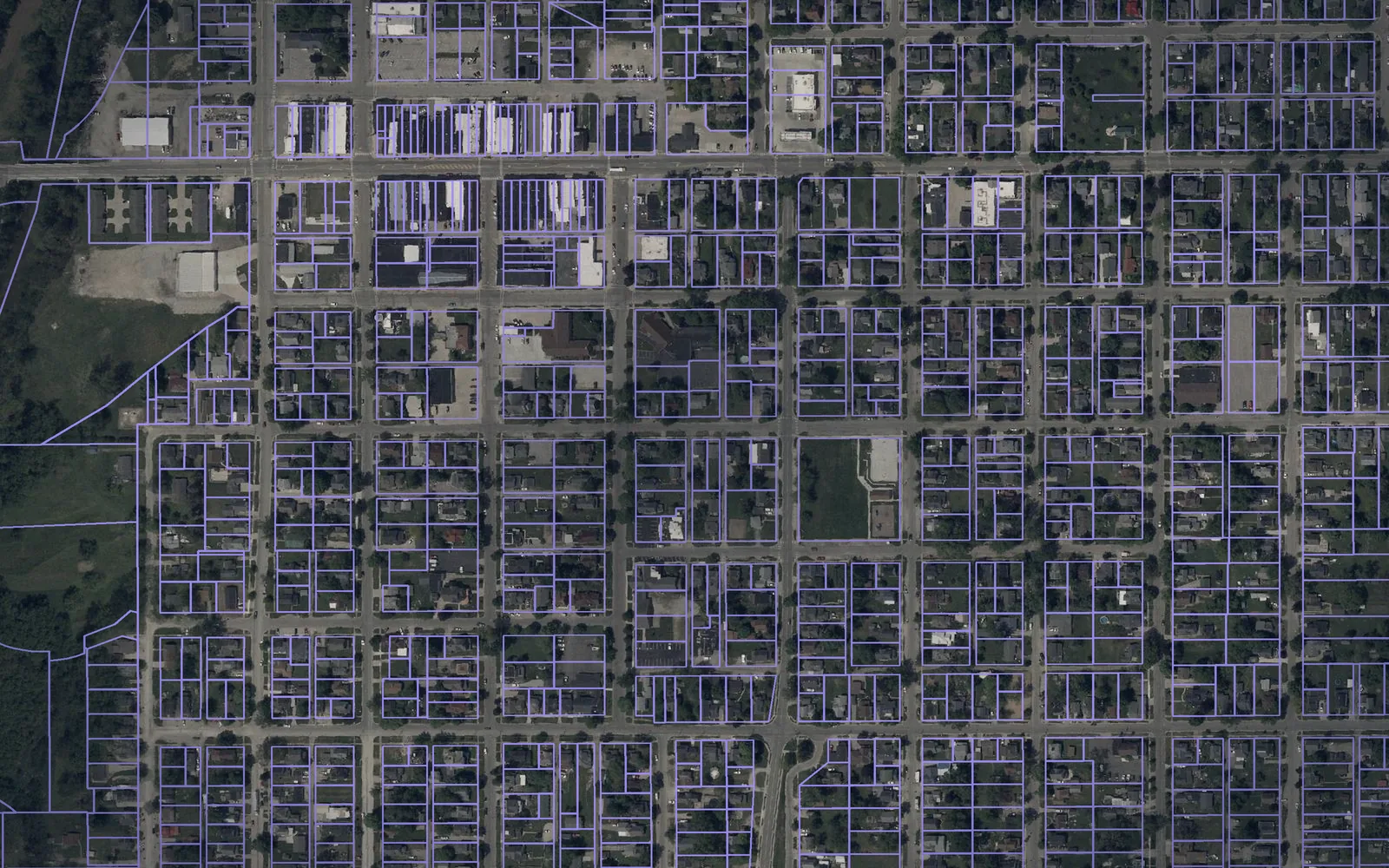 Parcel boundaries over aerial imagery of Williams County, Ohio