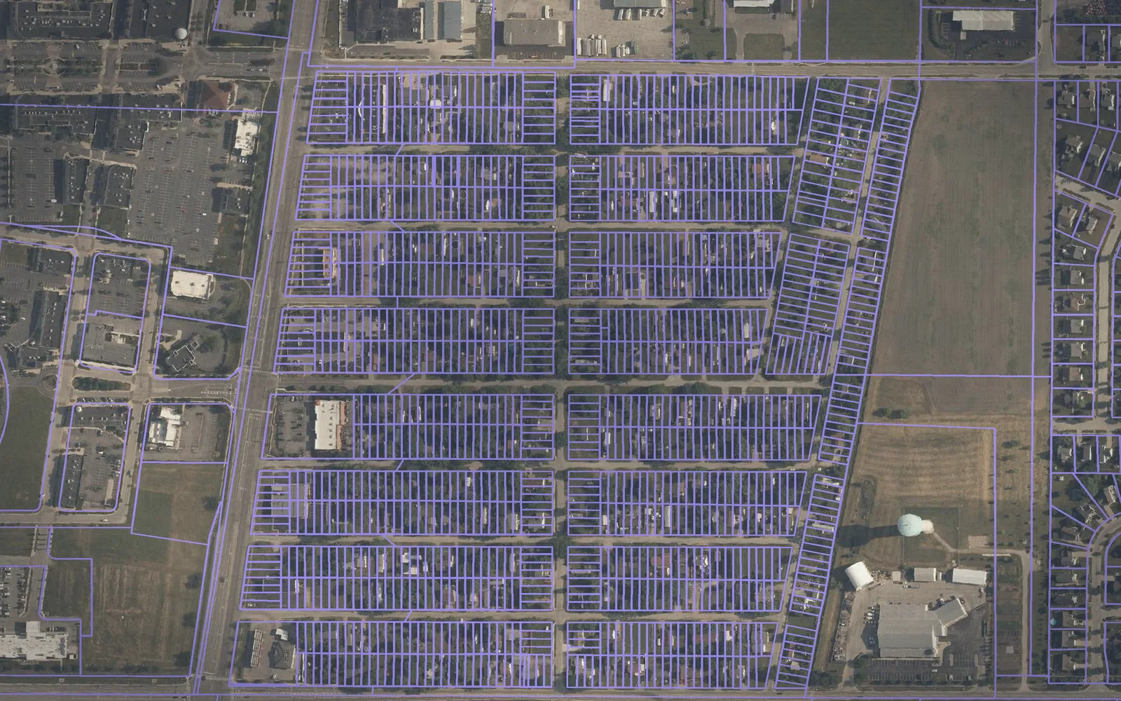 Parcel boundaries over aerial imagery of Wood County, Ohio