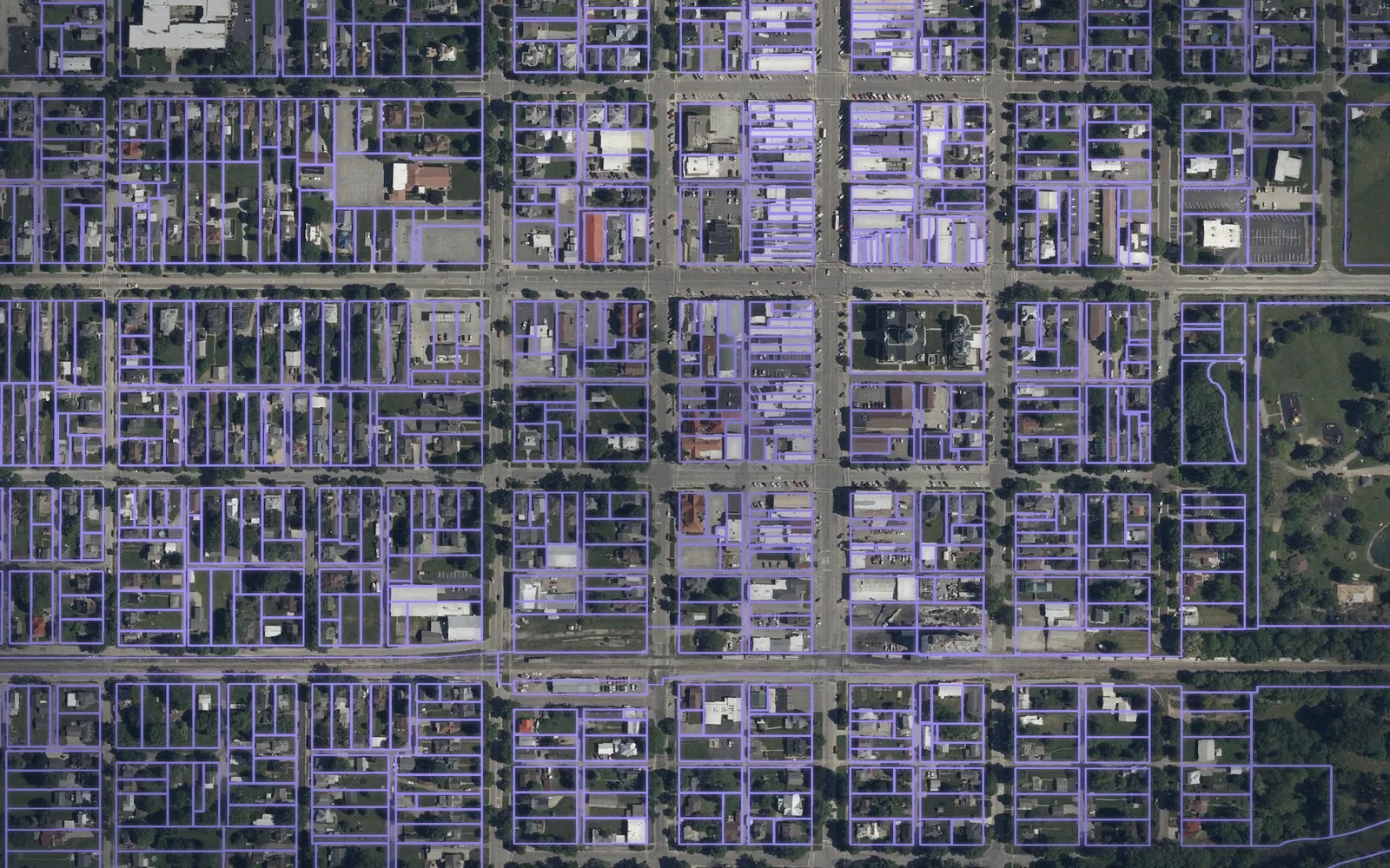 Parcel boundaries over aerial imagery of Wyandot County, Ohio