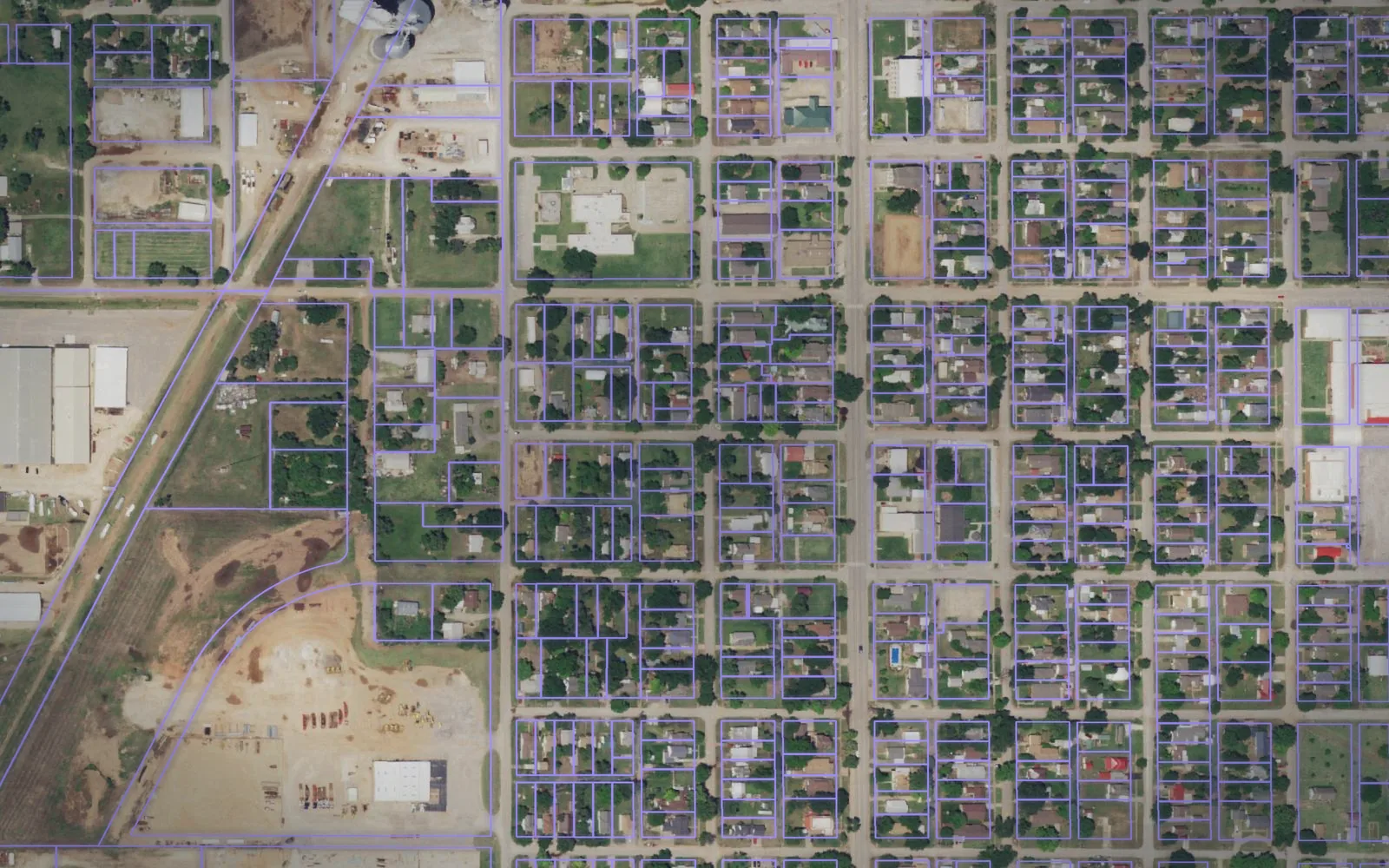 Parcel boundaries over aerial imagery of Alfalfa County, Oklahoma